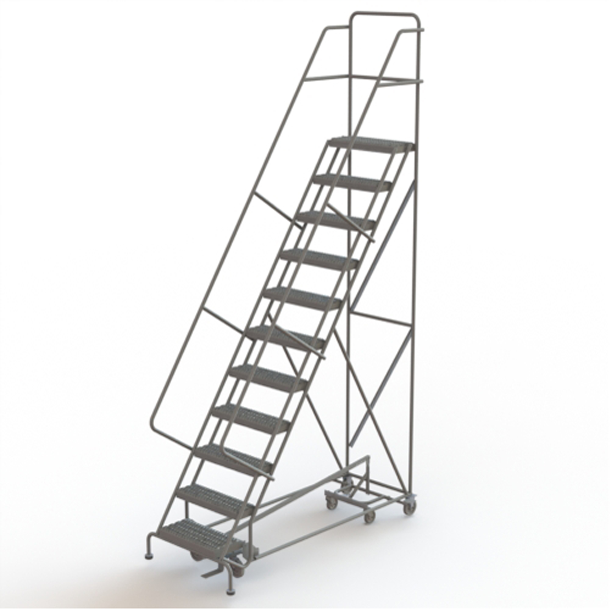 Échelles roulantes multidirectionnelles, 11 marches, Largeur de la marche 24", Hauteur de la plateforme 110", Acier