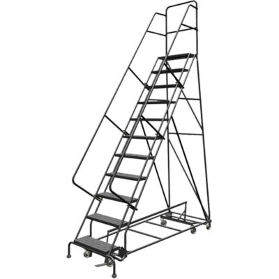 Échelles roulantes multidirectionnelles, 11 marches, Largeur de la marche 24", Hauteur de la plateforme 110", Acier