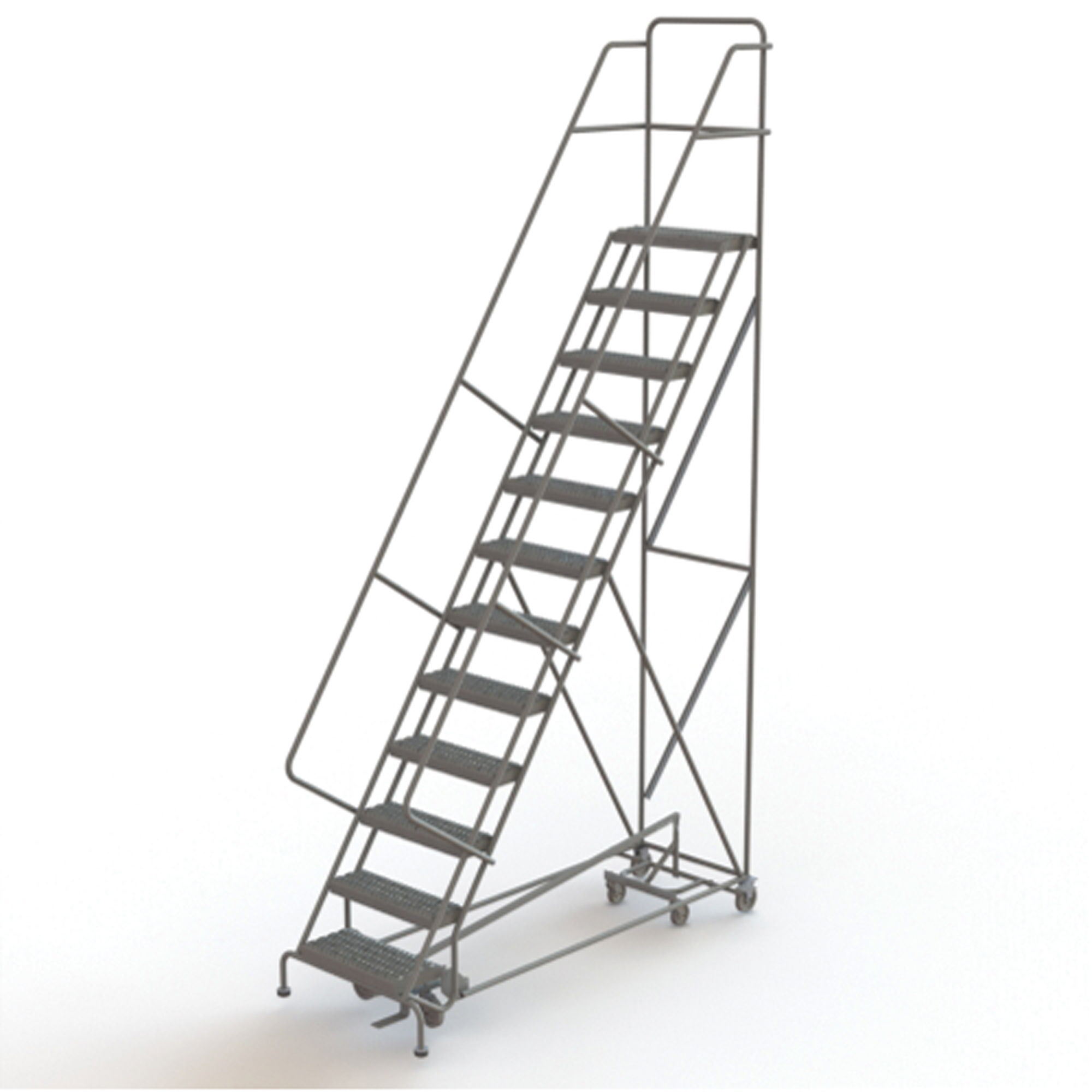 Échelles roulantes multidirectionnelles, 12 marches, Largeur de la marche 24", Hauteur de la plateforme 120", Acier