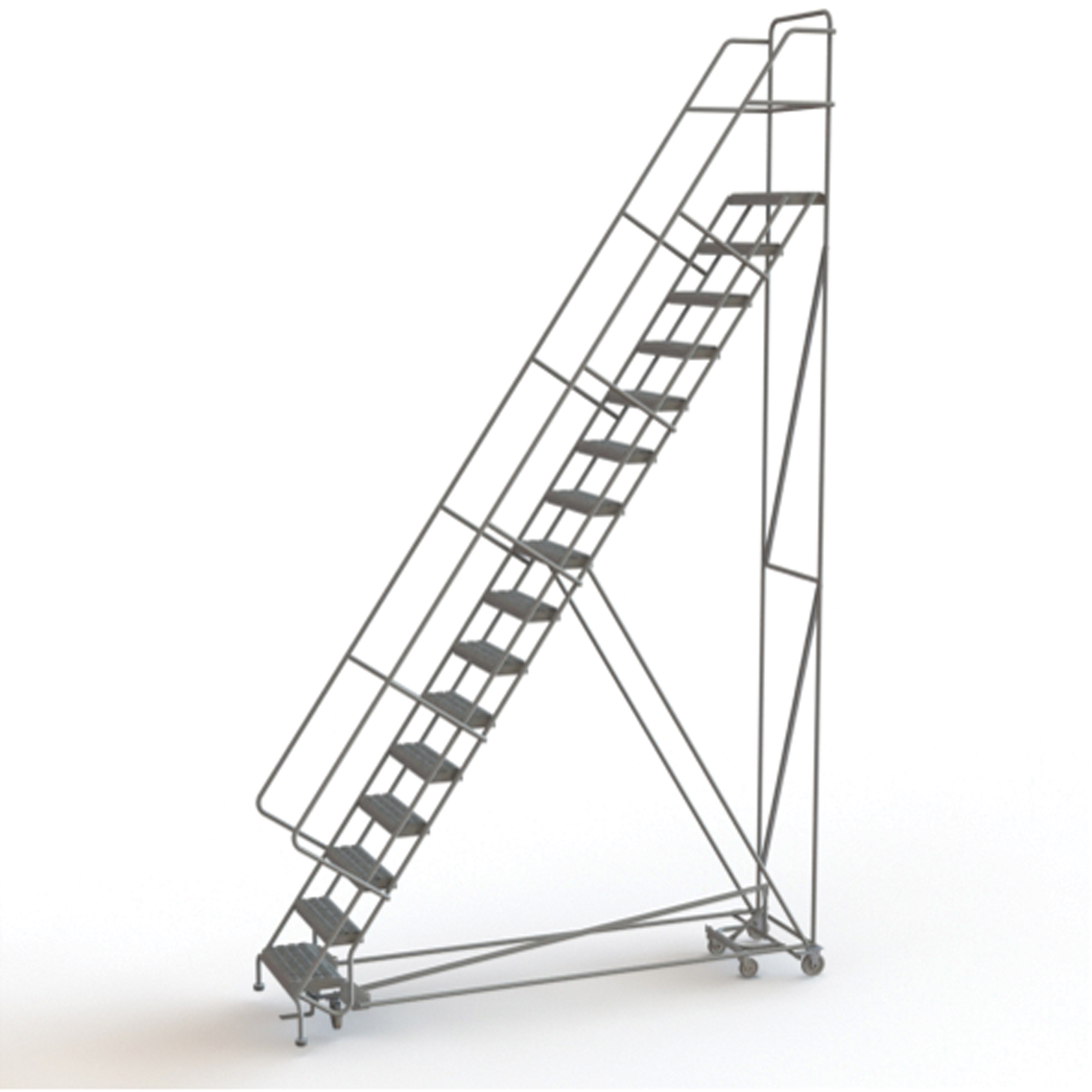 Échelles roulantes multidirectionnelles, 16 marches, Largeur de la marche 24", Hauteur de la plateforme 160", Acier