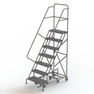 Échelles roulantes multidirectionnelles, 7 marches, Largeur de la marche 24", Hauteur de la plateforme 70", Acier