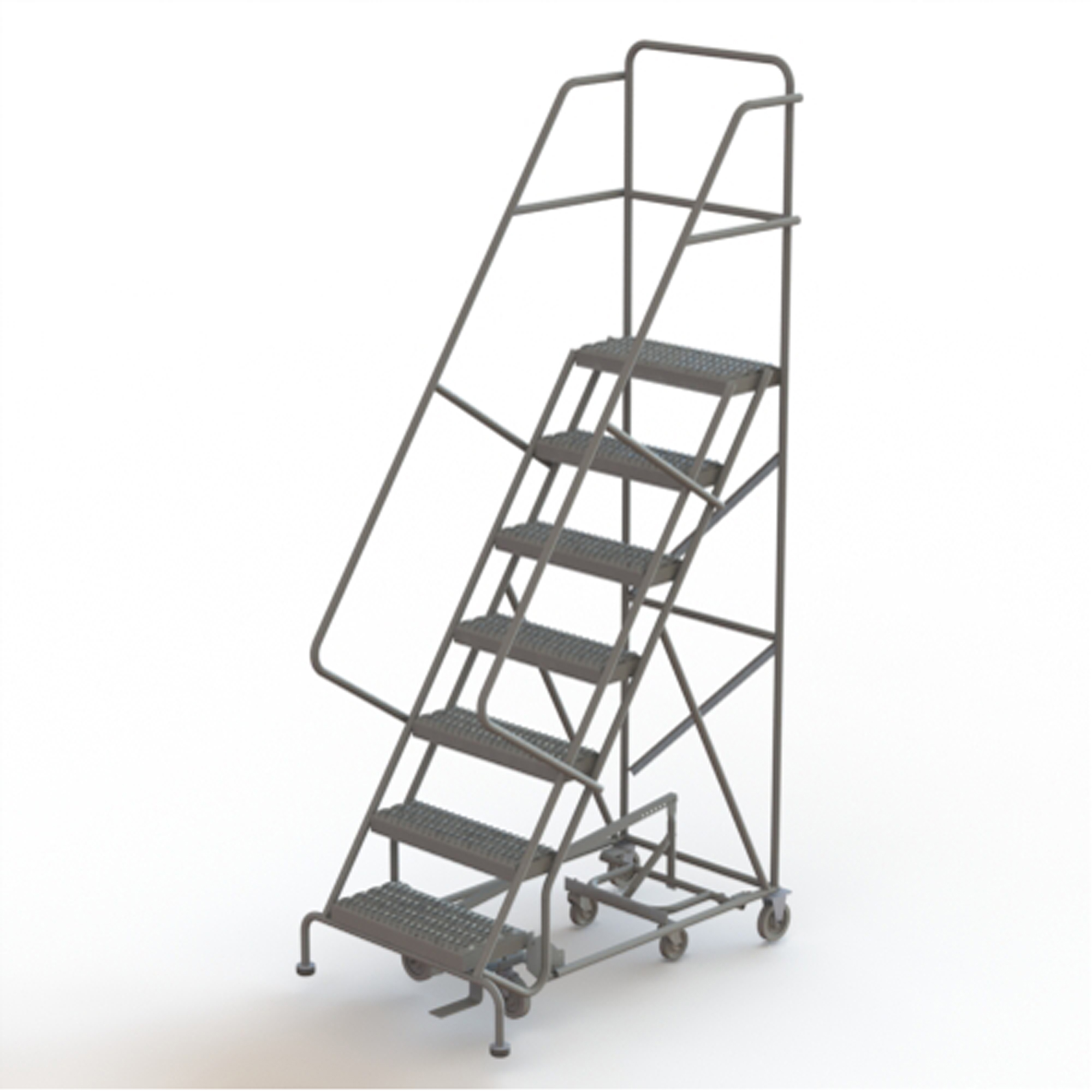 Échelles roulantes multidirectionnelles, 7 marches, Largeur de la marche 24", Hauteur de la plateforme 70", Acier