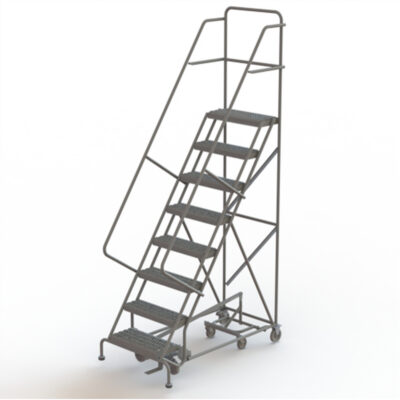 Échelles roulantes multidirectionnelles, 8 marches, Largeur de la marche 24", Hauteur de la plateforme 80", Acier