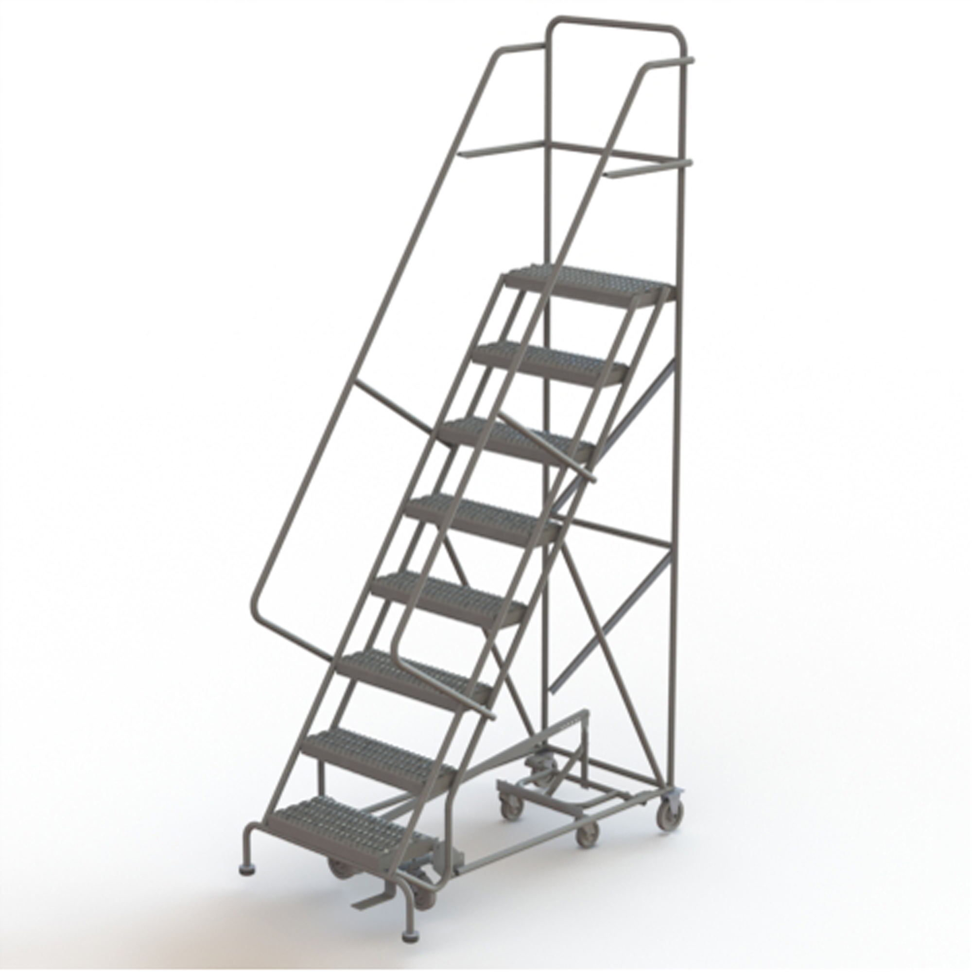Échelles roulantes multidirectionnelles, 8 marches, Largeur de la marche 24", Hauteur de la plateforme 80", Acier