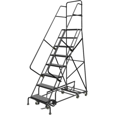 Échelles roulantes multidirectionnelles, 8 marches, Largeur de la marche 24", Hauteur de la plateforme 80", Acier
