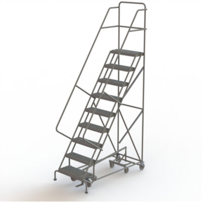 Échelles roulantes multidirectionnelles, 9 marches, Largeur de la marche 24", Hauteur de la plateforme 90", Acier