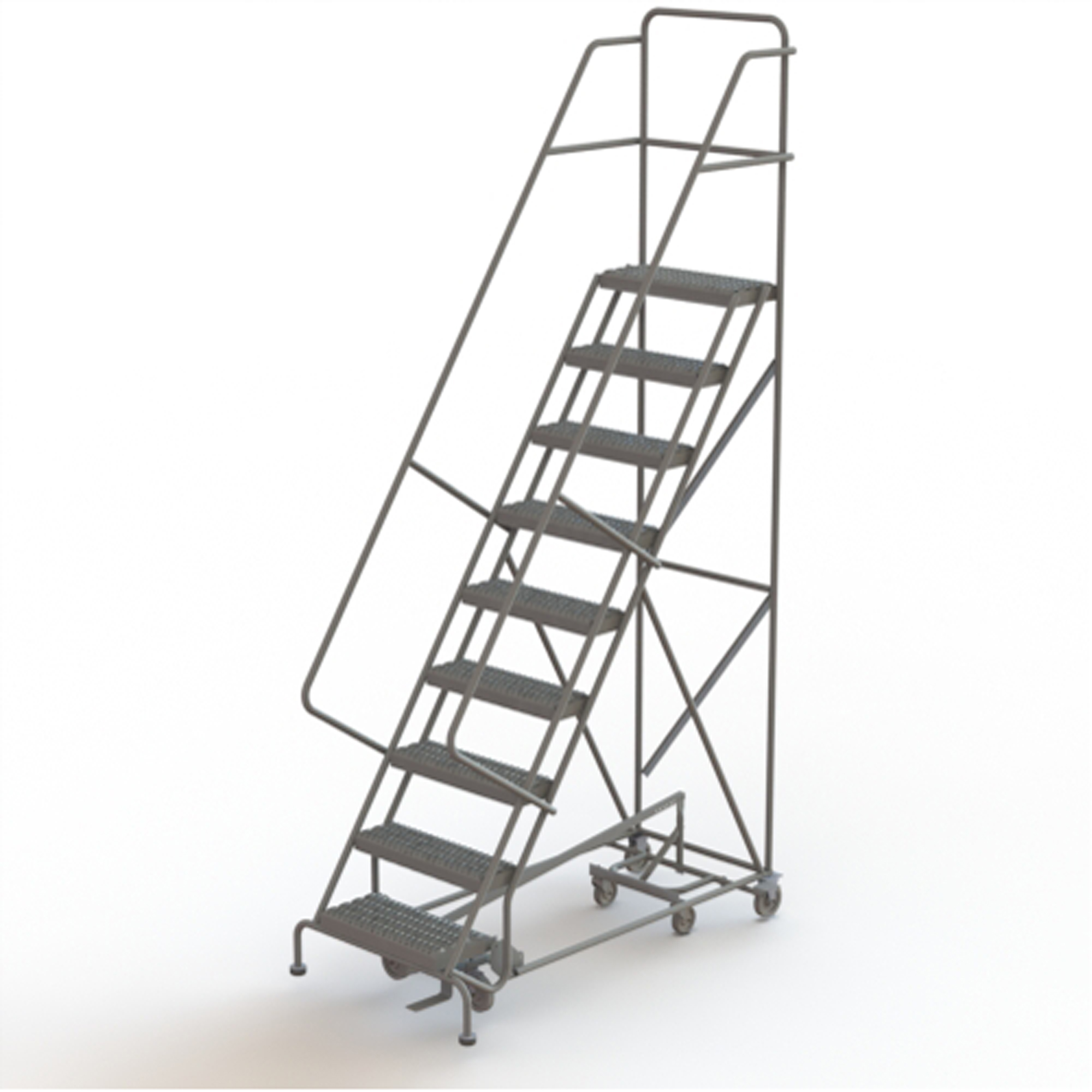 Échelles roulantes multidirectionnelles, 9 marches, Largeur de la marche 24", Hauteur de la plateforme 90", Acier