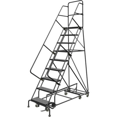 Échelles roulantes multidirectionnelles, 9 marches, Largeur de la marche 24", Hauteur de la plateforme 90", Acier