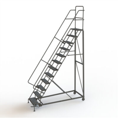 Échelles roulantes robustes, 12 marches, Largeur de la marche 24", Hauteur de la plateforme 120", Acier