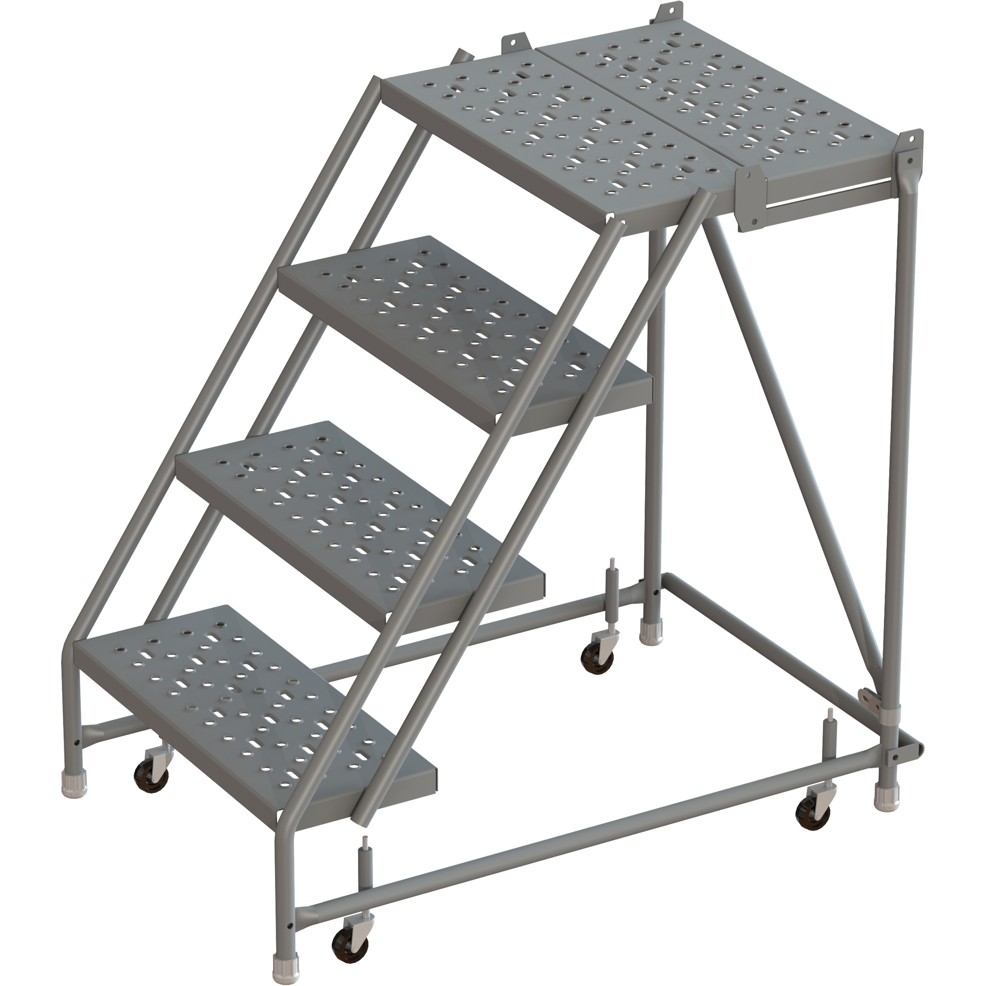 Escabeaux roulants à dessus profond, 4 marches, Largeur de la marche 16", Hauteur de la plateforme 40", Acier