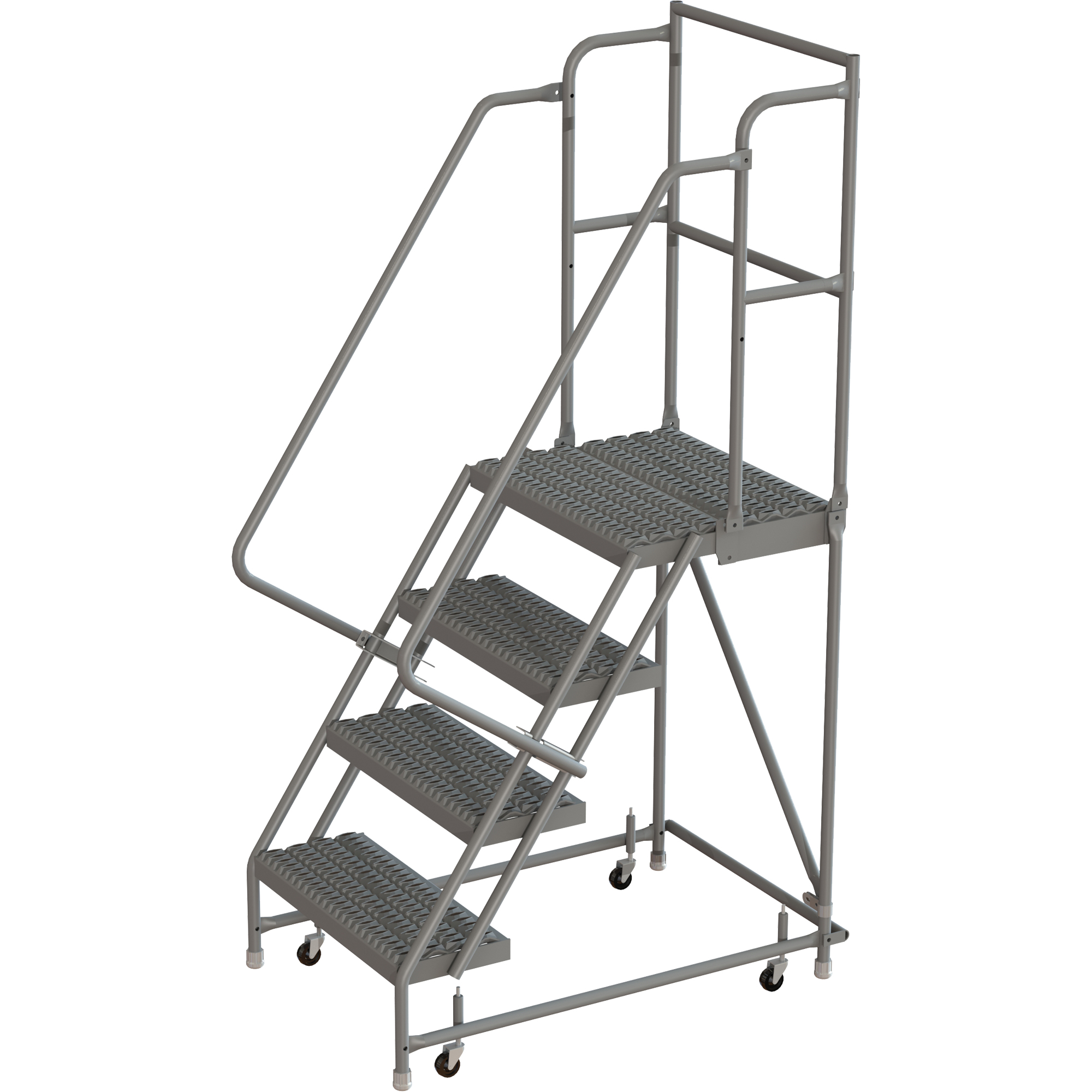 Escabeaux roulants à dessus profond, 4 marches, Largeur de la marche 16", Hauteur de la plateforme 40", Acier