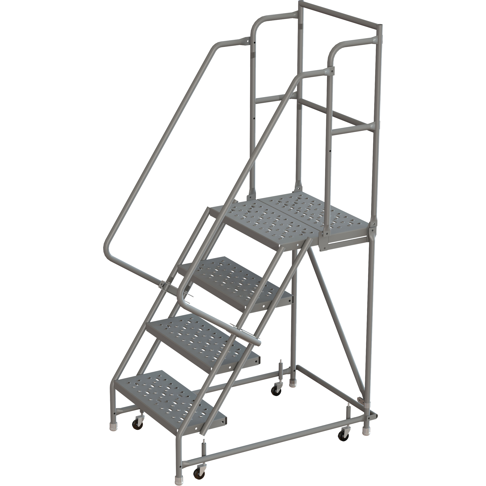 Escabeaux roulants à dessus profond, 4 marches, Largeur de la marche 16", Hauteur de la plateforme 40", Acier