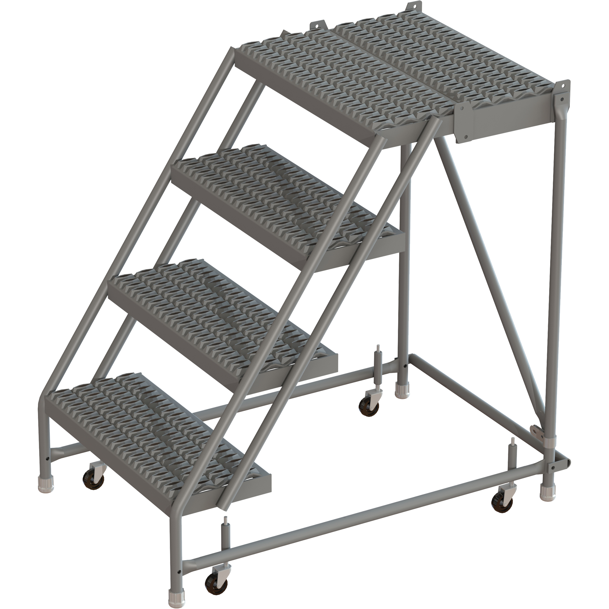 Escabeaux roulants à dessus profond, 4 marches, Largeur de la marche 24", Hauteur de la plateforme 40", Acier