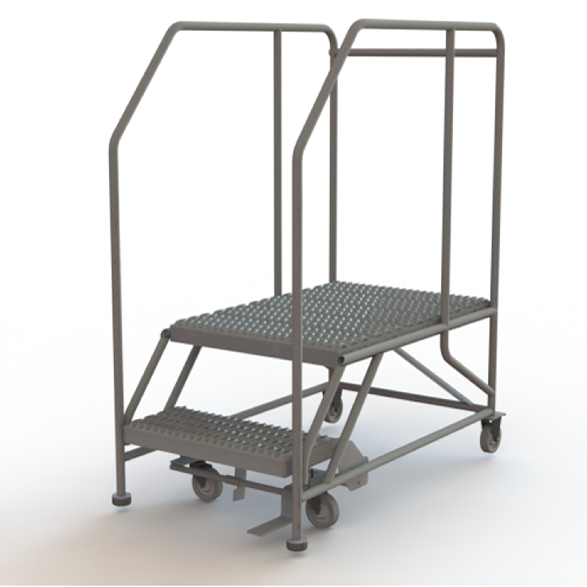Plateforme de travail mobile, Acier, 2 Marches, 20" ha, 35" p, 24" Marche, Strié
