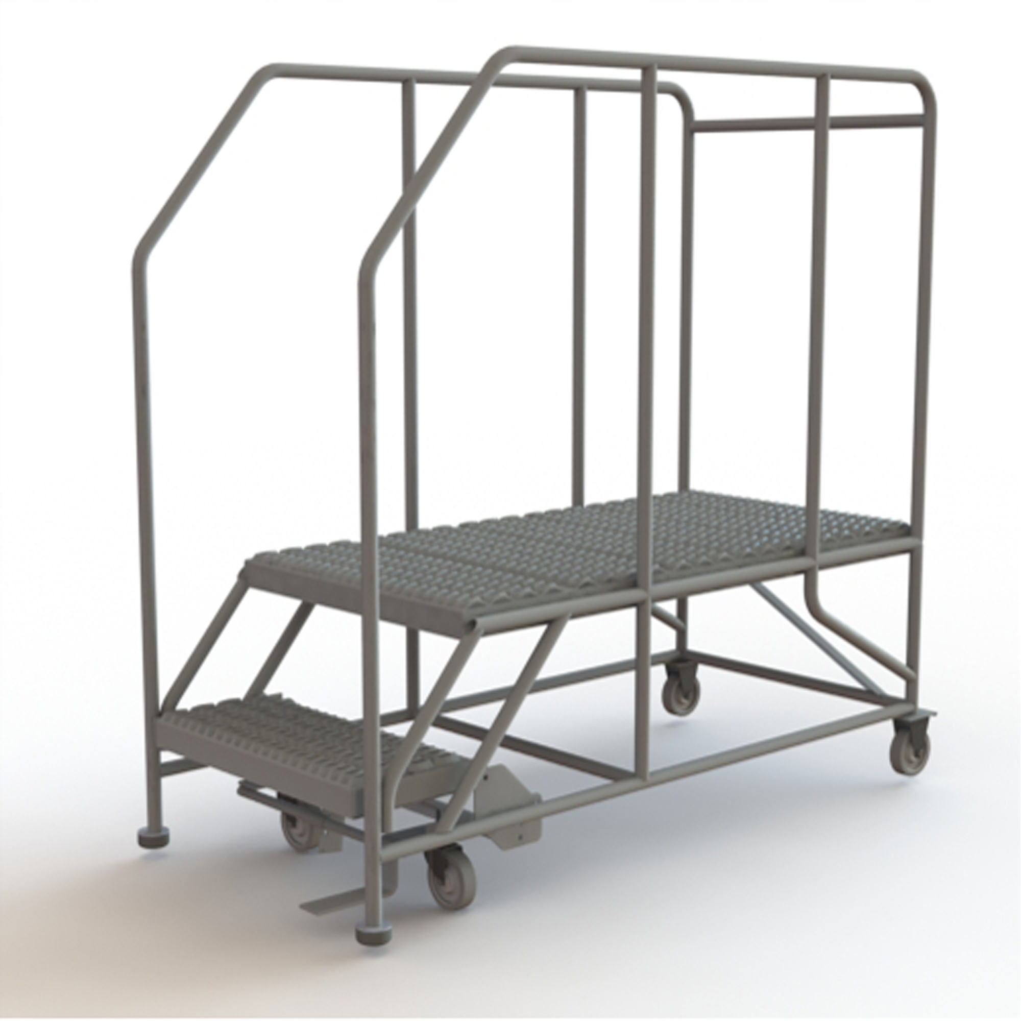 Plateforme de travail mobile, Acier, 2 Marches, 20" ha, 47" p, 24" Marche, Strié