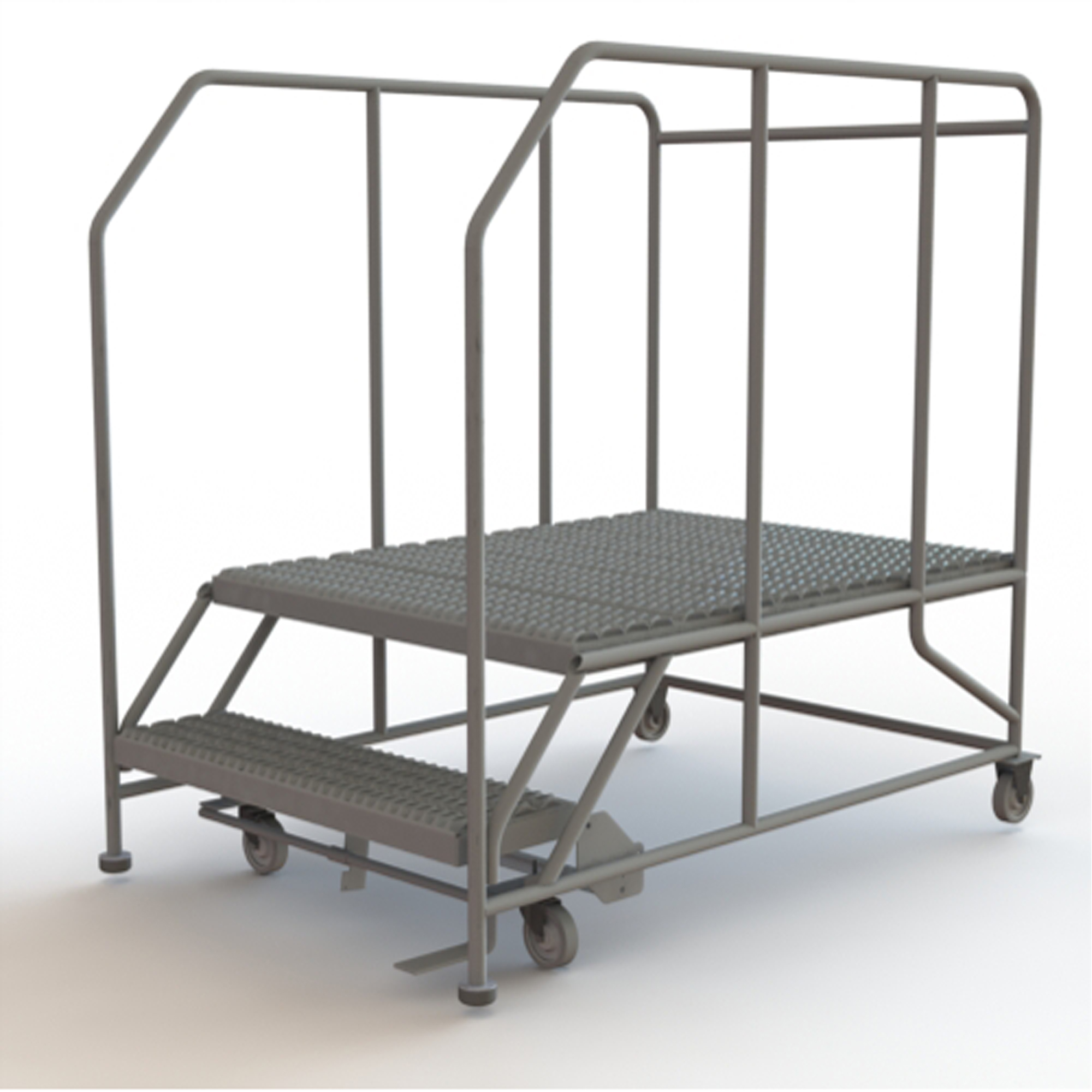 Plateforme de travail mobile, Acier, 2 Marches, 20" ha, 48" p, 36" Marche, Strié