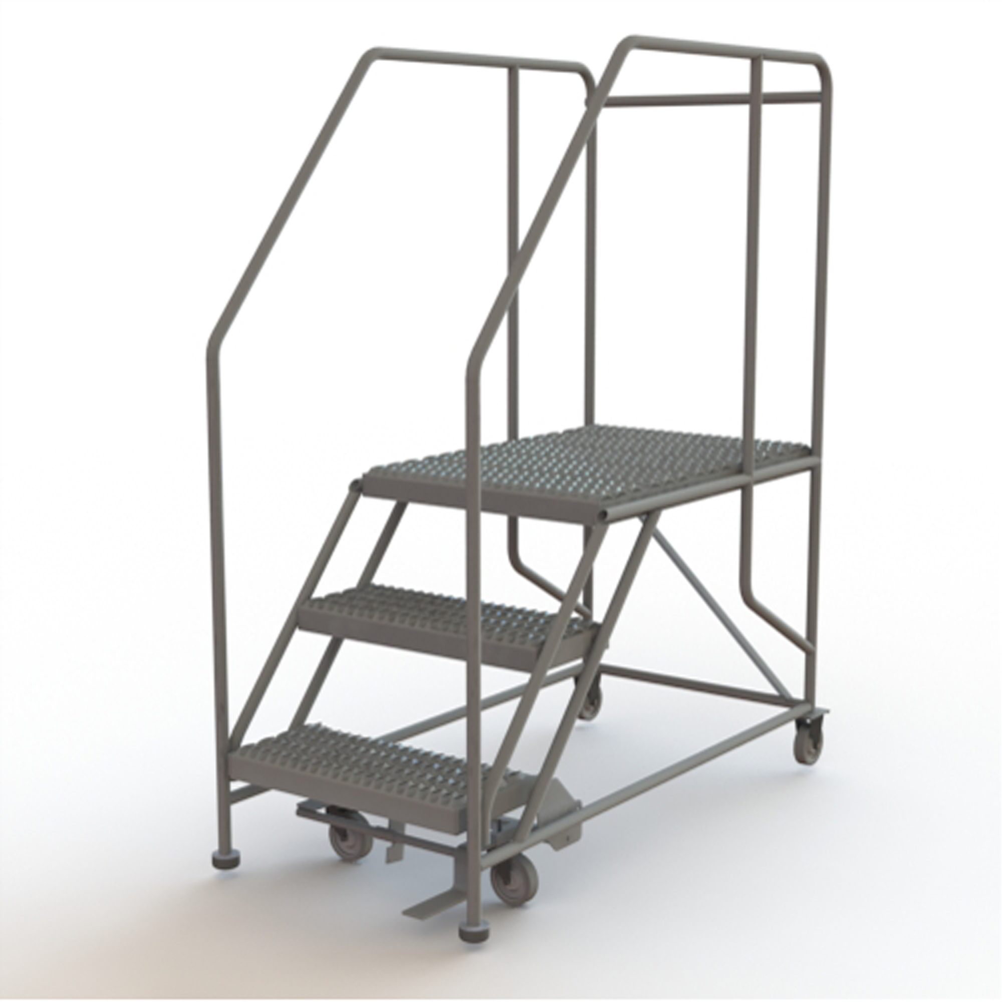 Plateforme de travail mobile, Acier, 3 Marches, 30" ha, 35" p, 24" Marche, Strié