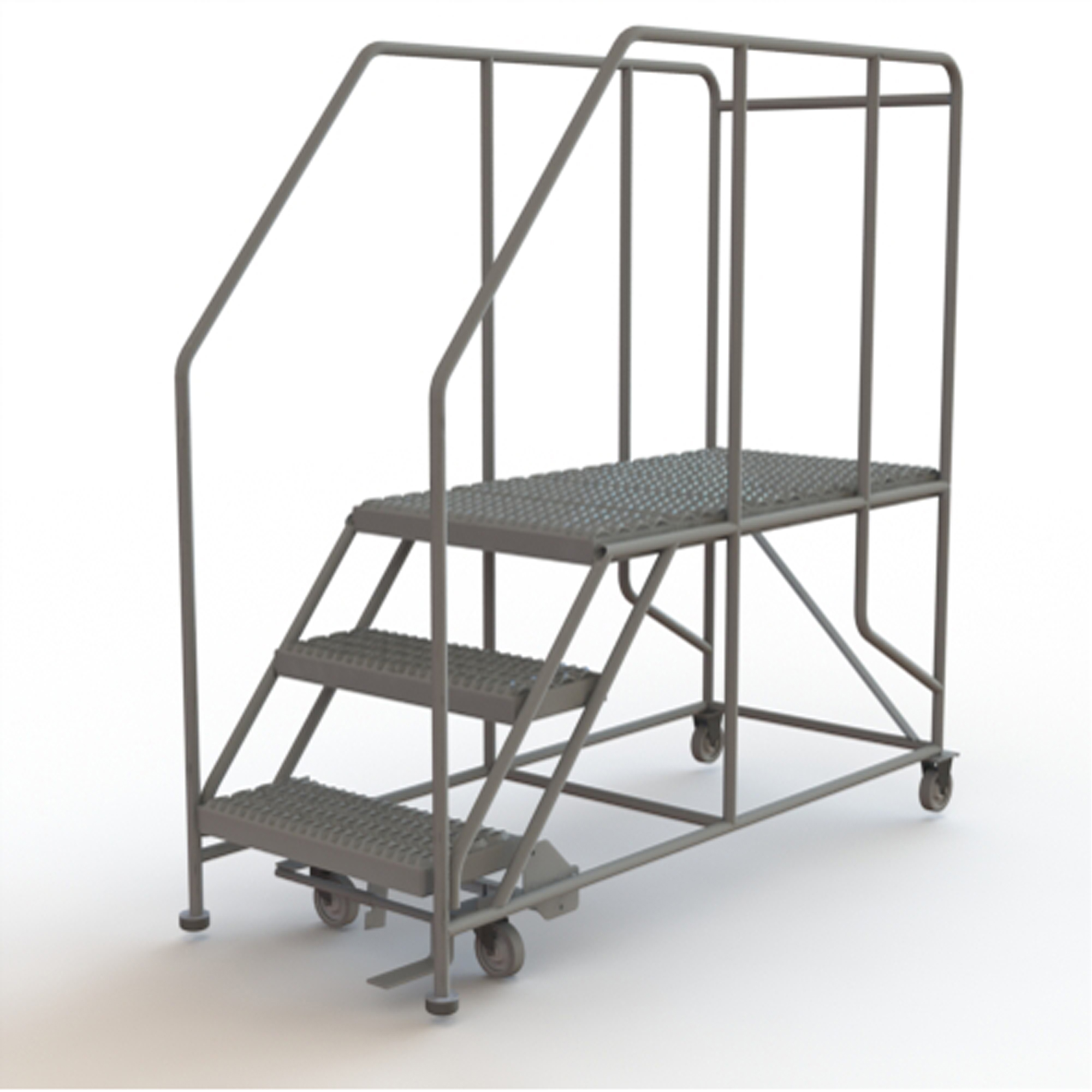 Plateforme de travail mobile, Acier, 3 Marches, 30" ha, 47" p, 24" Marche, Strié