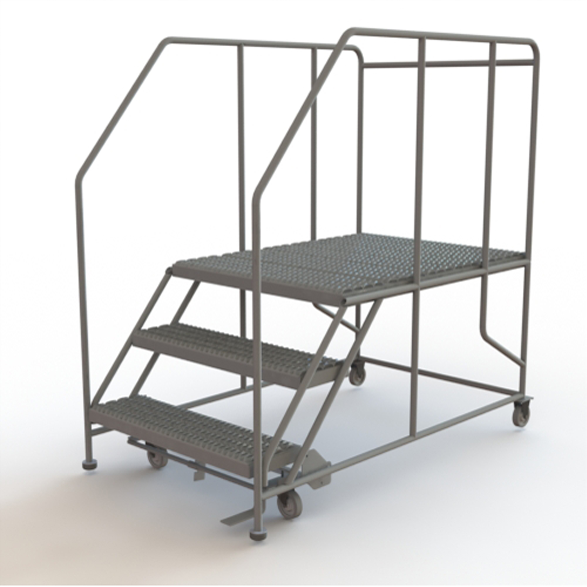 Plateforme de travail mobile, Acier, 3 Marches, 30" ha, 48" p, 36" Marche, Strié