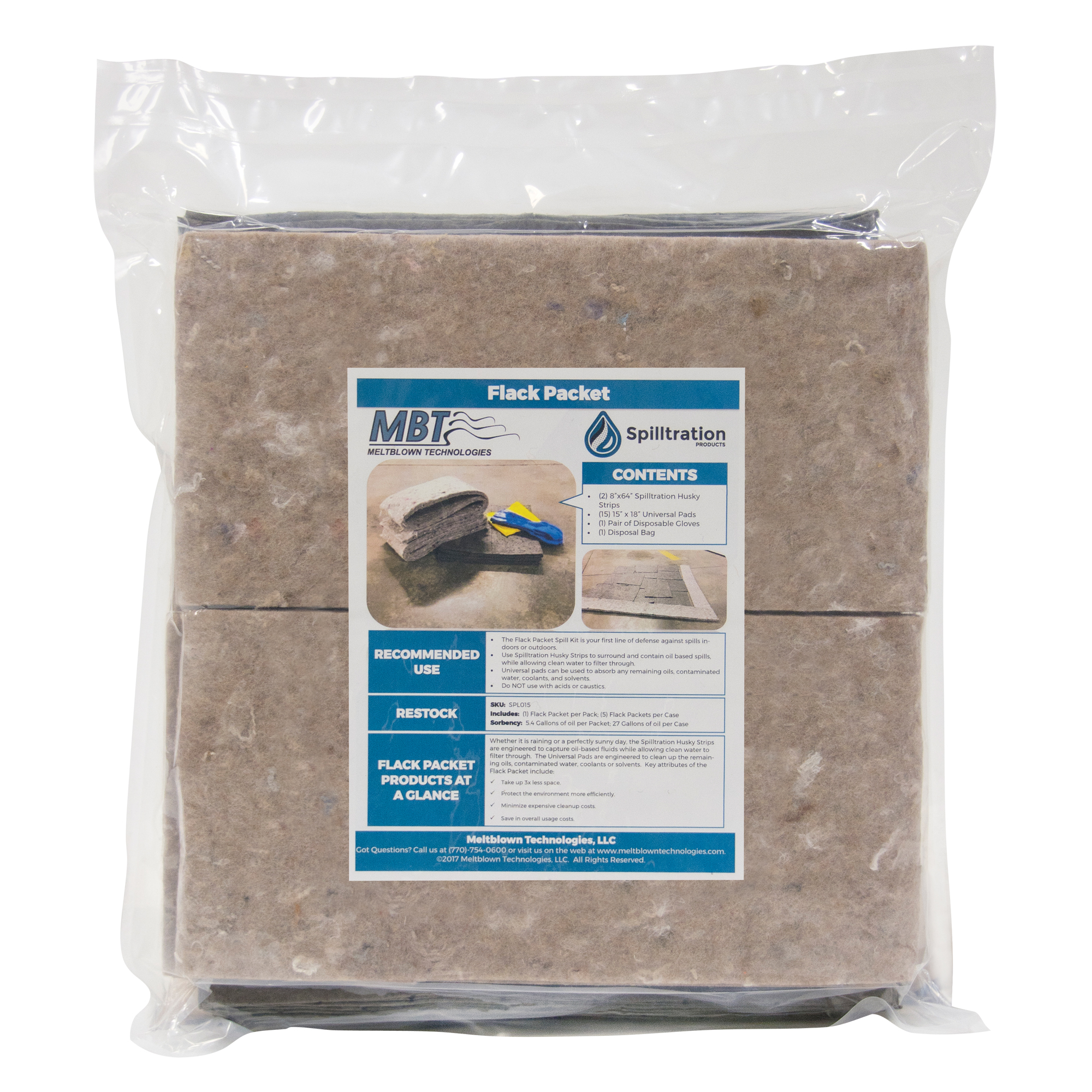 Trousse de lutte contre les déversements Flack Pack, Huile seulement, Sac, Absorbance de 27 gal. US