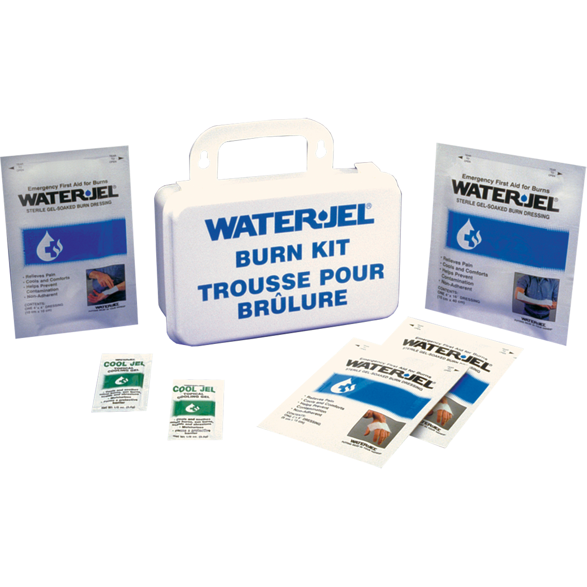 Trousses d'urgence pour brûlures Water JelMD, Boîte en plastique de 10 unités, Classe 2