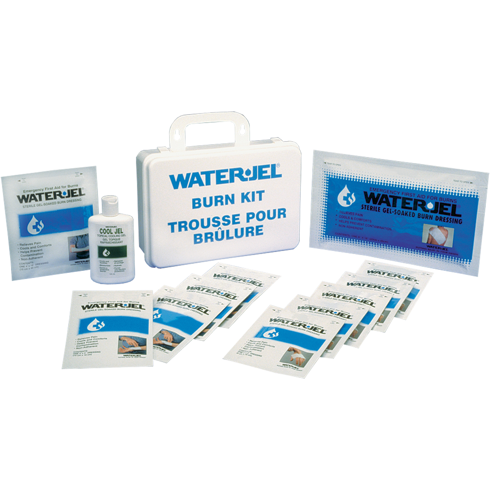 Trousses d'urgence pour brûlures Water JelMD, Boîte en plastique de 36 unités, Classe 2