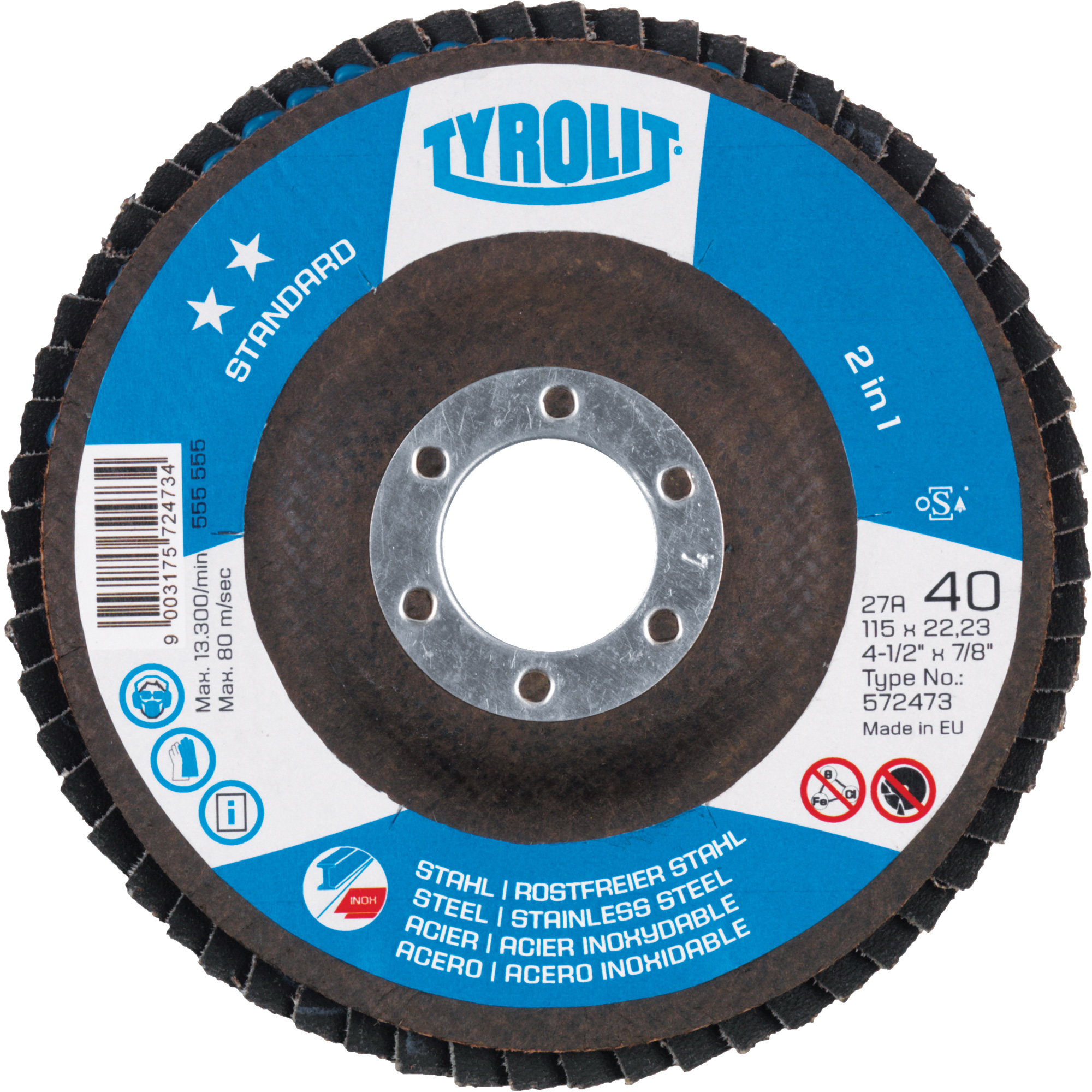 Disque à lamelles double standard - 4 1/2", 4-1/2" x 7/8", Type 29, Grain 80, Zirconium