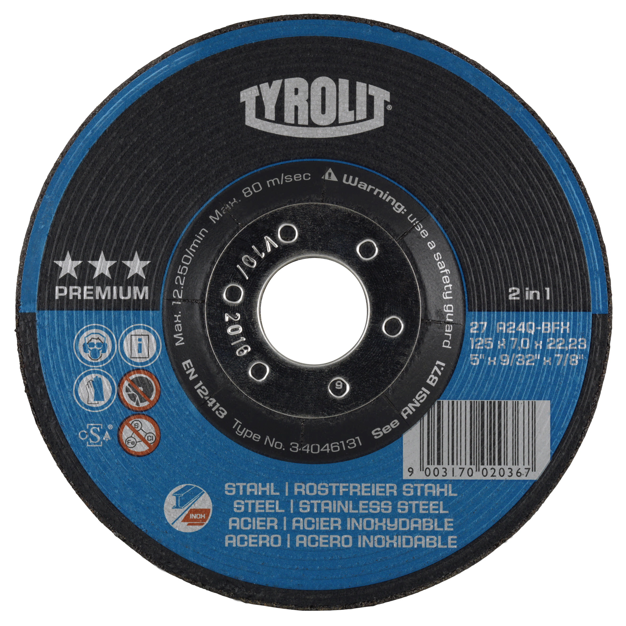 Meule, 4-1/2" x 9/32", Arbre 7/8", Type 27
