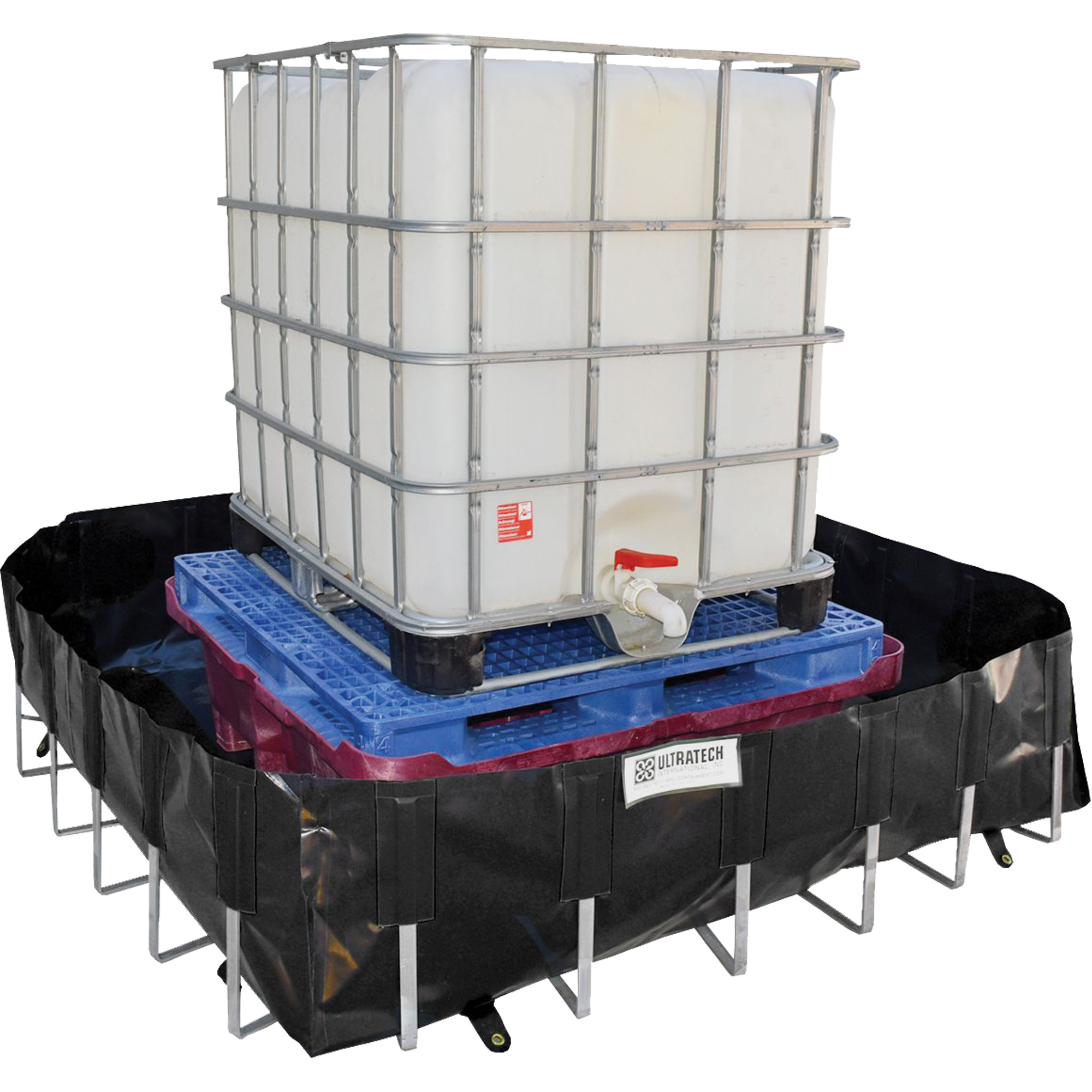 Berme de confinement des déversements Ultra-IBC BermMD, Capacité 400 gal. US, 6' la x 6' lo x 18" h, Support en L