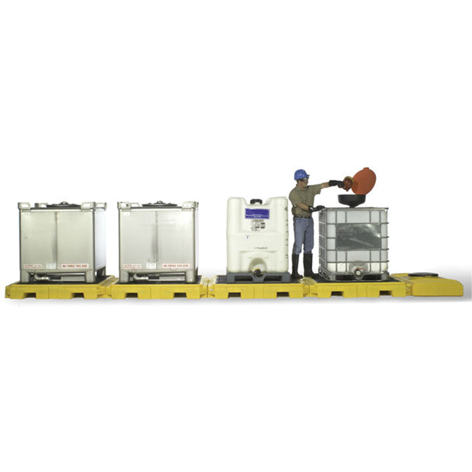 Palette antidéversement pour GRV ultra modulaire — usage intérieur 4 réservoirs, Capacité de déversement 365 gal. US, 279" x 11" x 62"