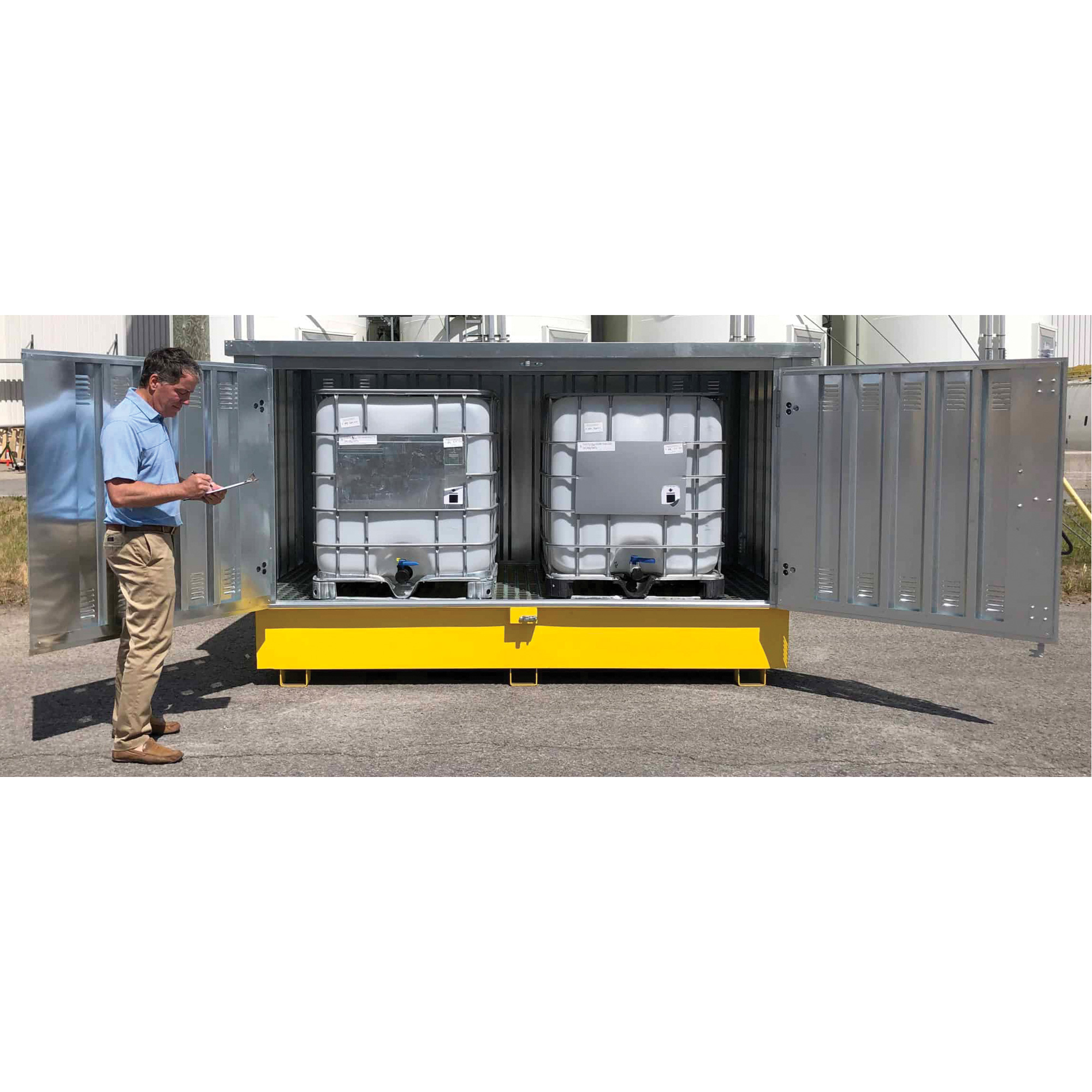 Ultra-Twin IBC en acier avec couvercle rigide, 123,4" lo x 73,4" la x 66,4" h, Capacité de charge 12250 lb