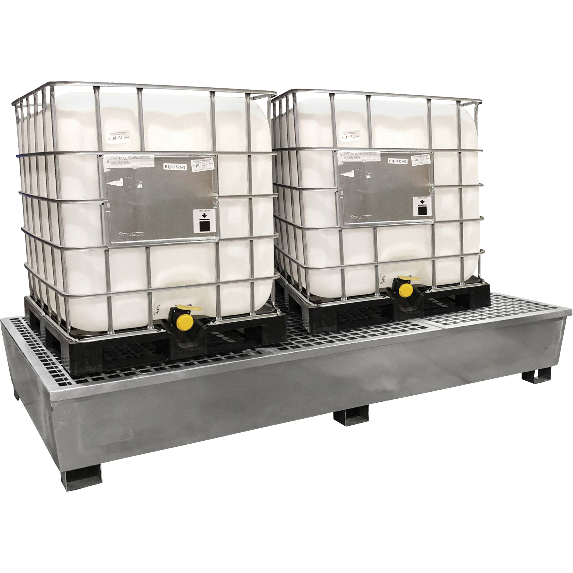 Ultra-Twin IBC Spill PalletMD en acier, Capacité de déversement 370 gal. US, 103,8" x 26,8" x 51,1"