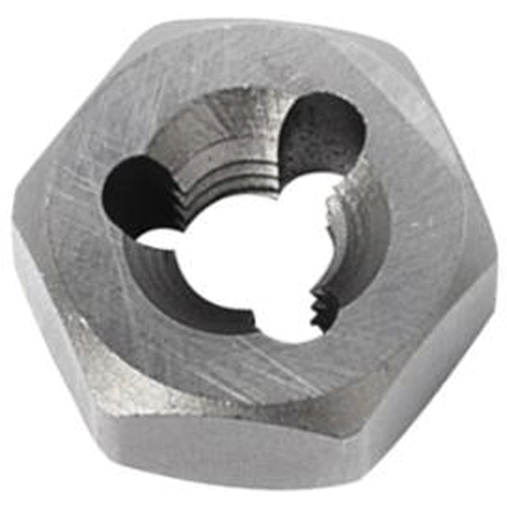 Filière de refiletage hexagonale pour boulon, dia. 19/32", Filet de 1/4"-28, Acier au chrome