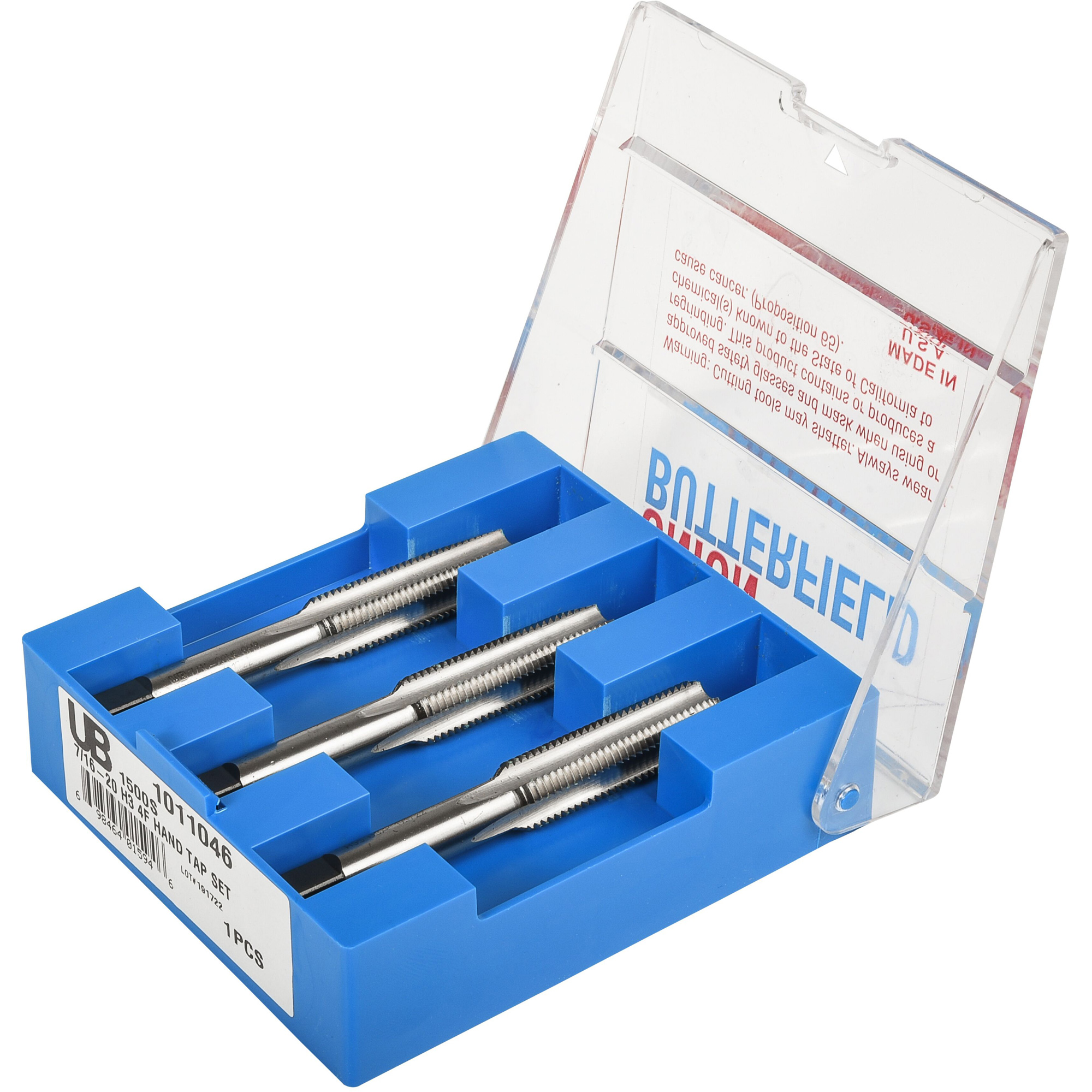 Jeu de tarauds à main, Acier rapide, Filet 7/8"-9