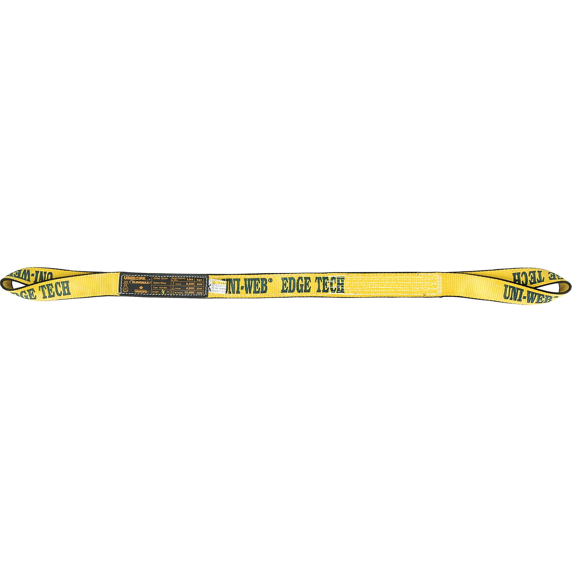 Élingue de levage en polyester, Pli Double, Oeillets renversés, Type 4, 2" la x 12' lo, Capacité verticale 6200 lb