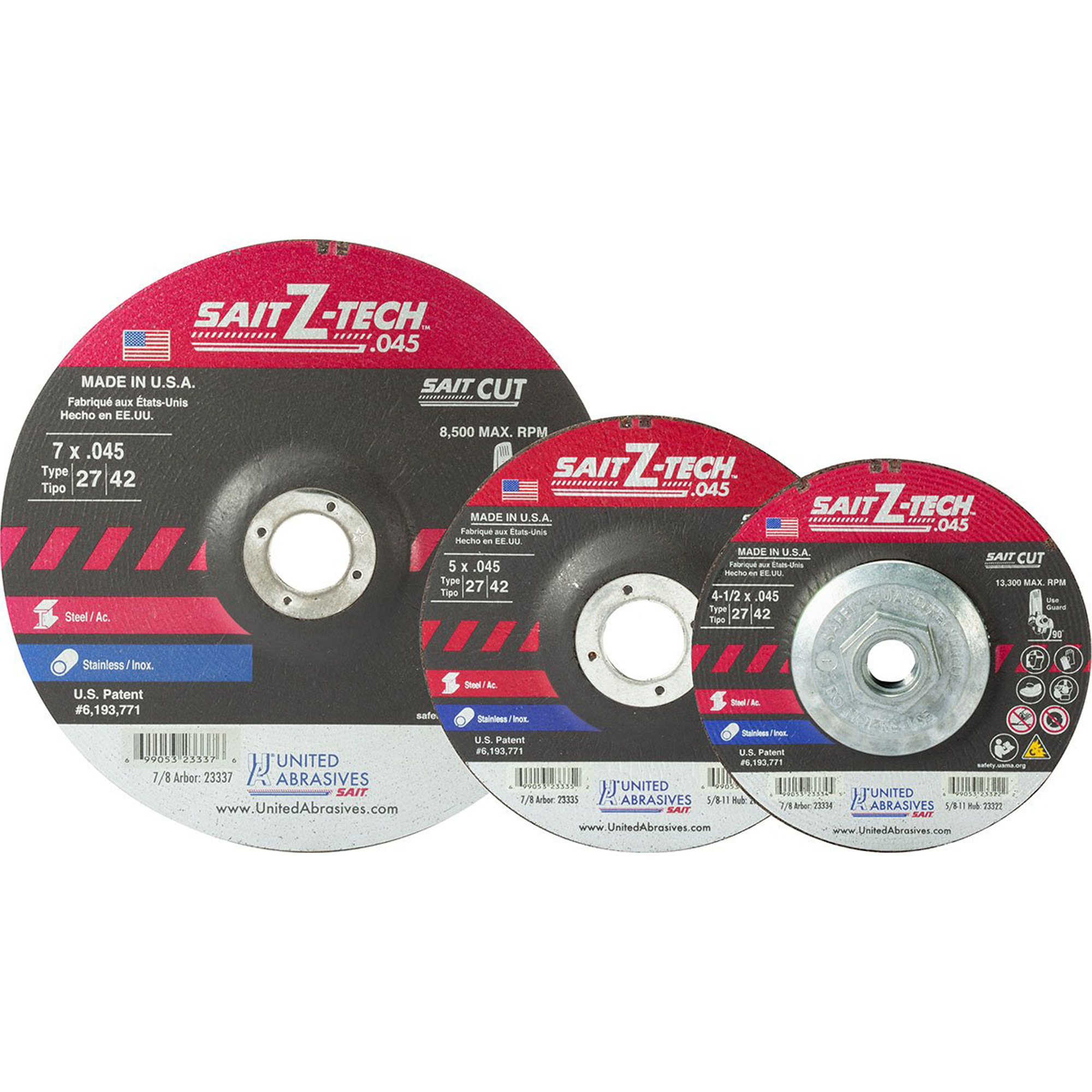 Disque de coupe Z-Tech, 5" x 0,045", Arbre de 7/8", Type 27, Zirconium, 12 200 Tr/min