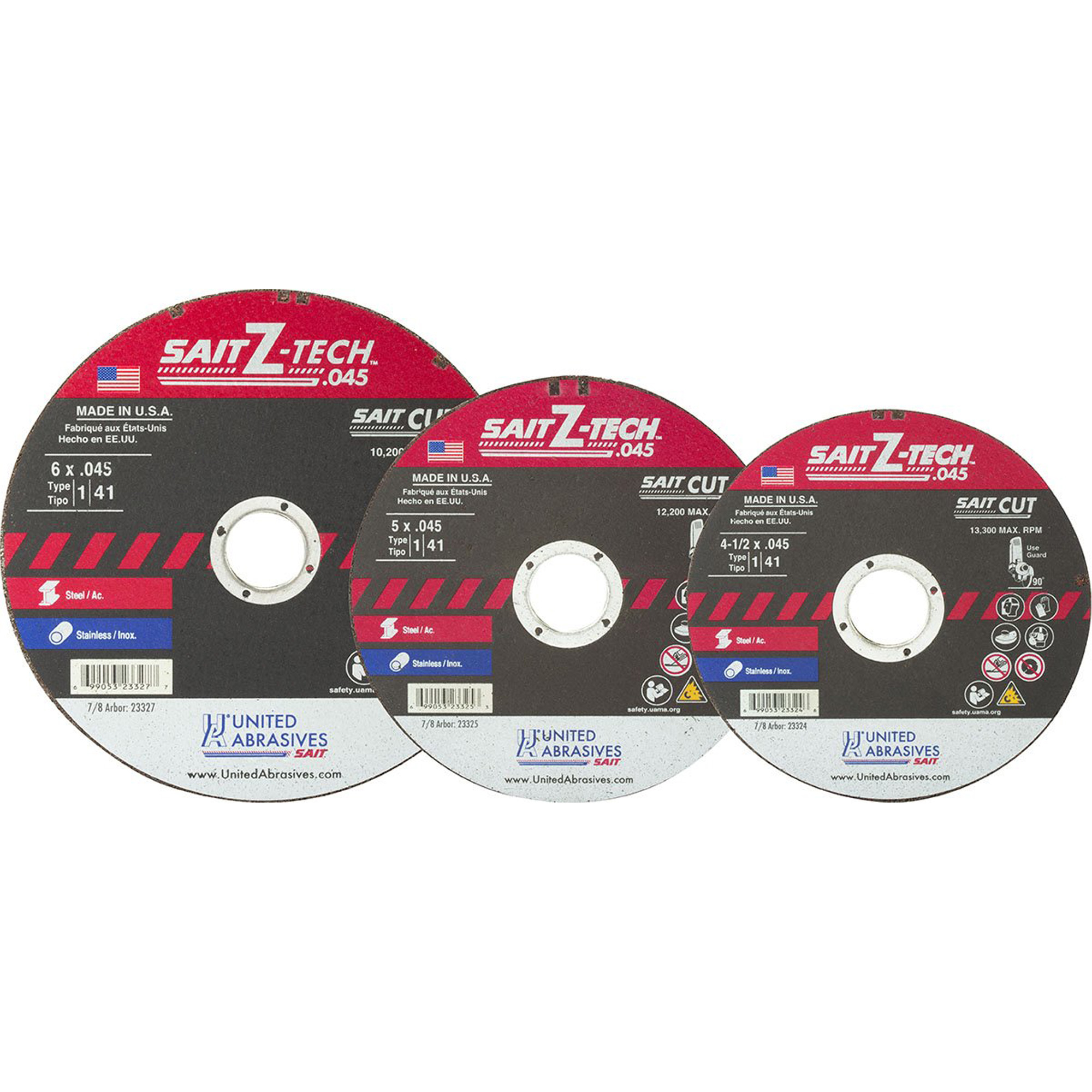 Disque de coupe Z-Tech TM, 5" x 0,045", Arbre de 7/8", Type 1, Zirconium, 12 200 Tr/min