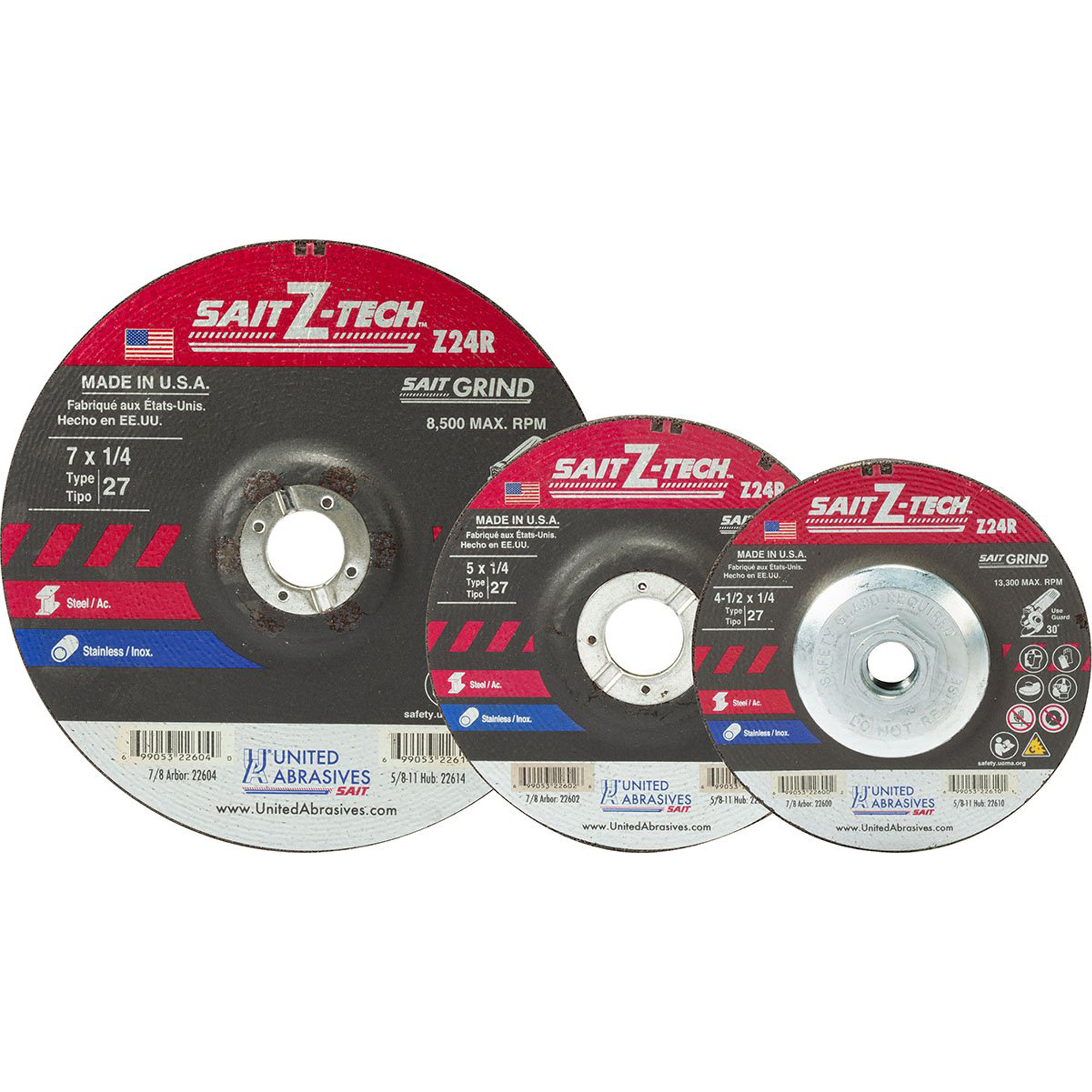 Meule Sait Z-TechMC Z24R, 6" x 1/4", Arbre 7/8", Zirconium, Type 27