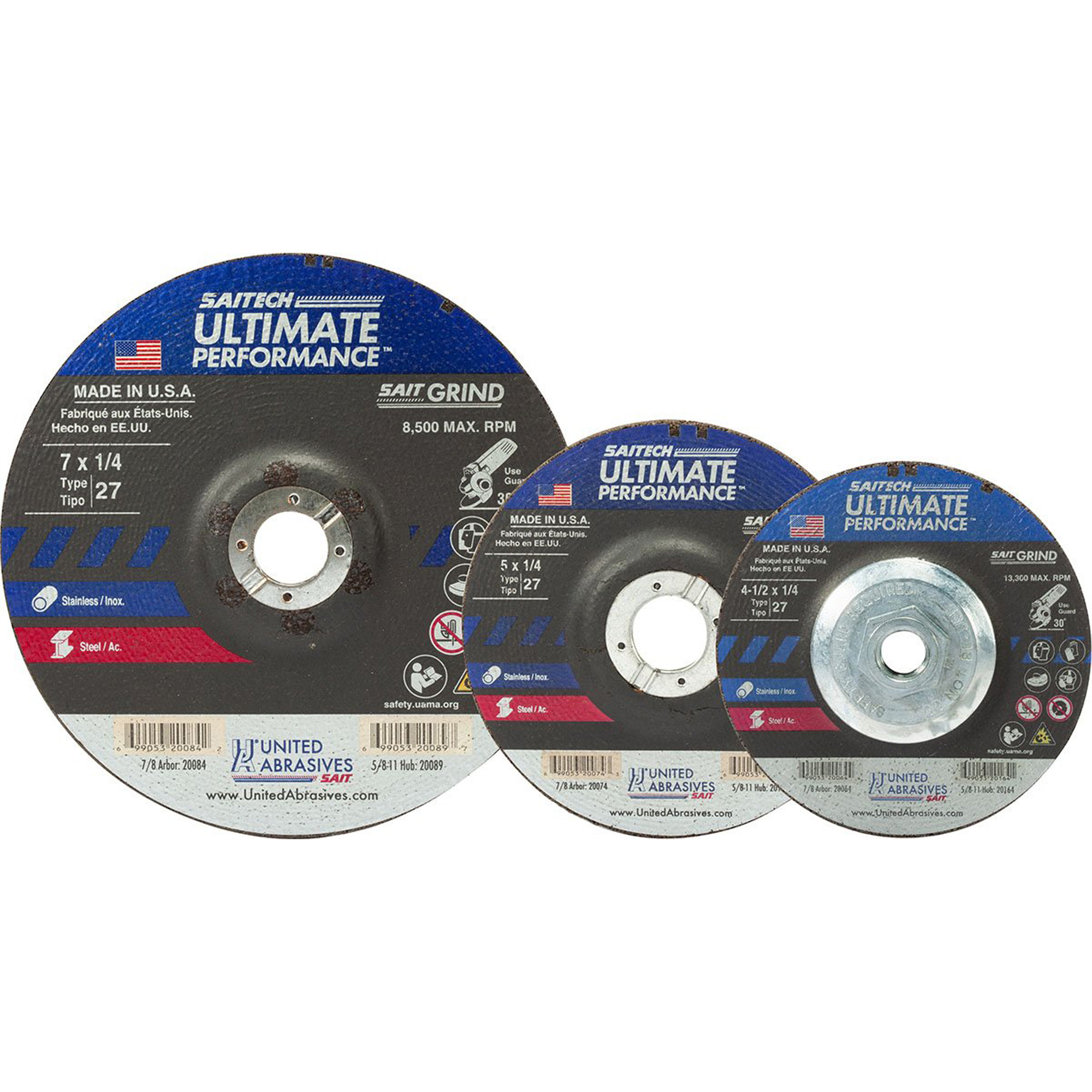 Meule Saitech Ultimate PerformanceMC, 4" x 1/4", Arbre 5/8", Oxyde d'aluminium/Céramique, Type 27