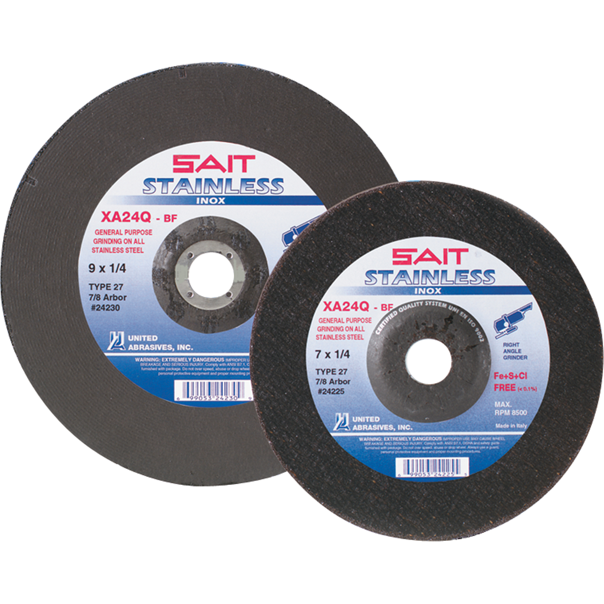 Meule sans contaminants XA24Q, 4-1/2" x 1/4", Arbre 7/8", Type 1