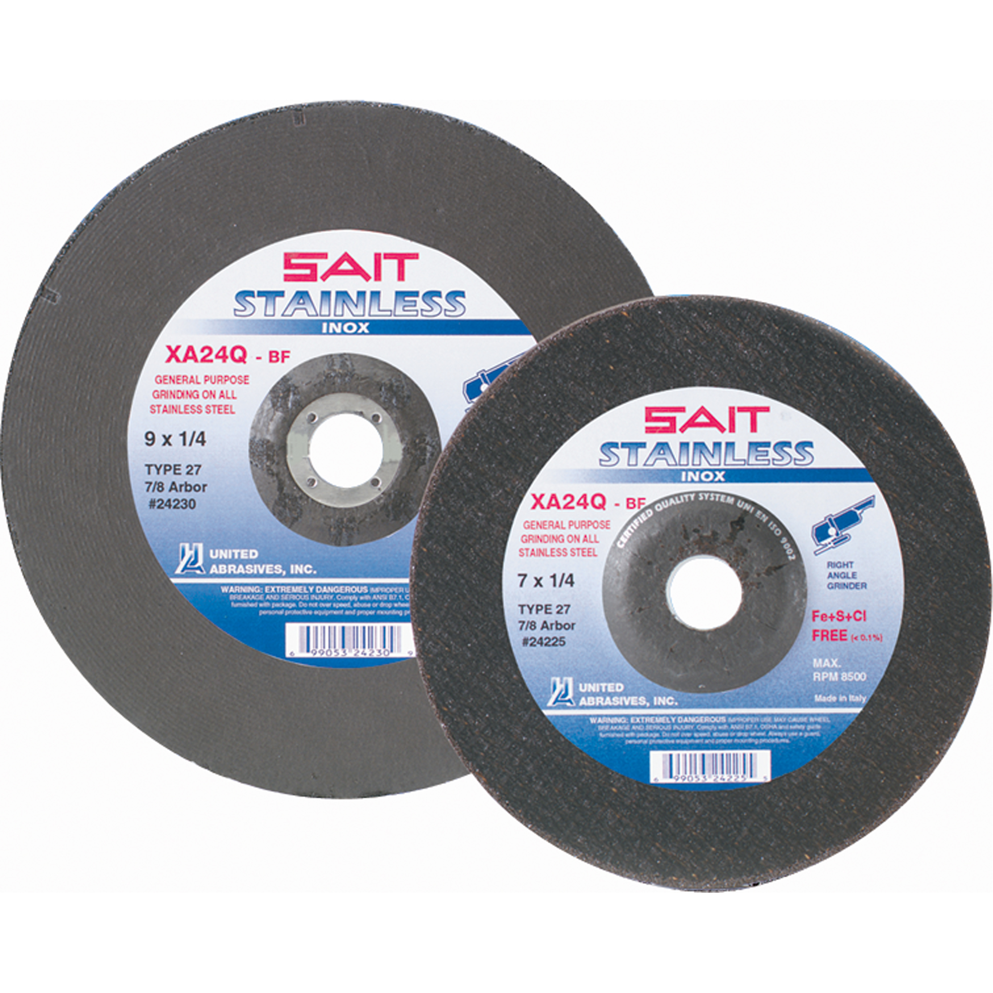 Meule sans contaminants XA24Q, 5" x 1/4", Arbre 7/8", Type 27