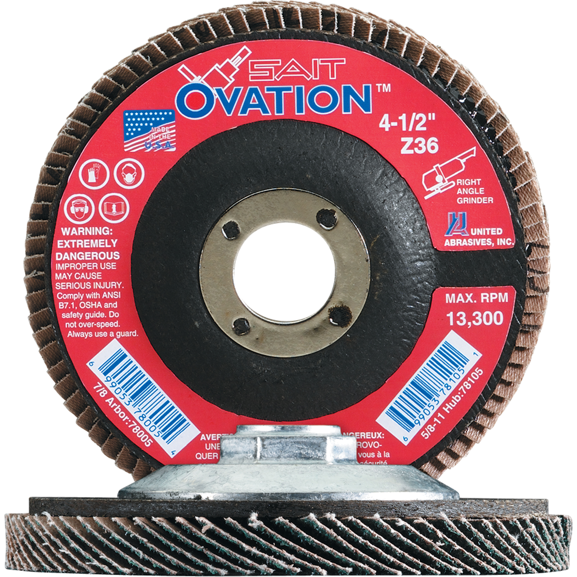 OVATION MEULE LAMELLE41/2X7/8 GRAIN 120, 4-1/2" x 7/8", Type 27, Grain 120, Zirconium