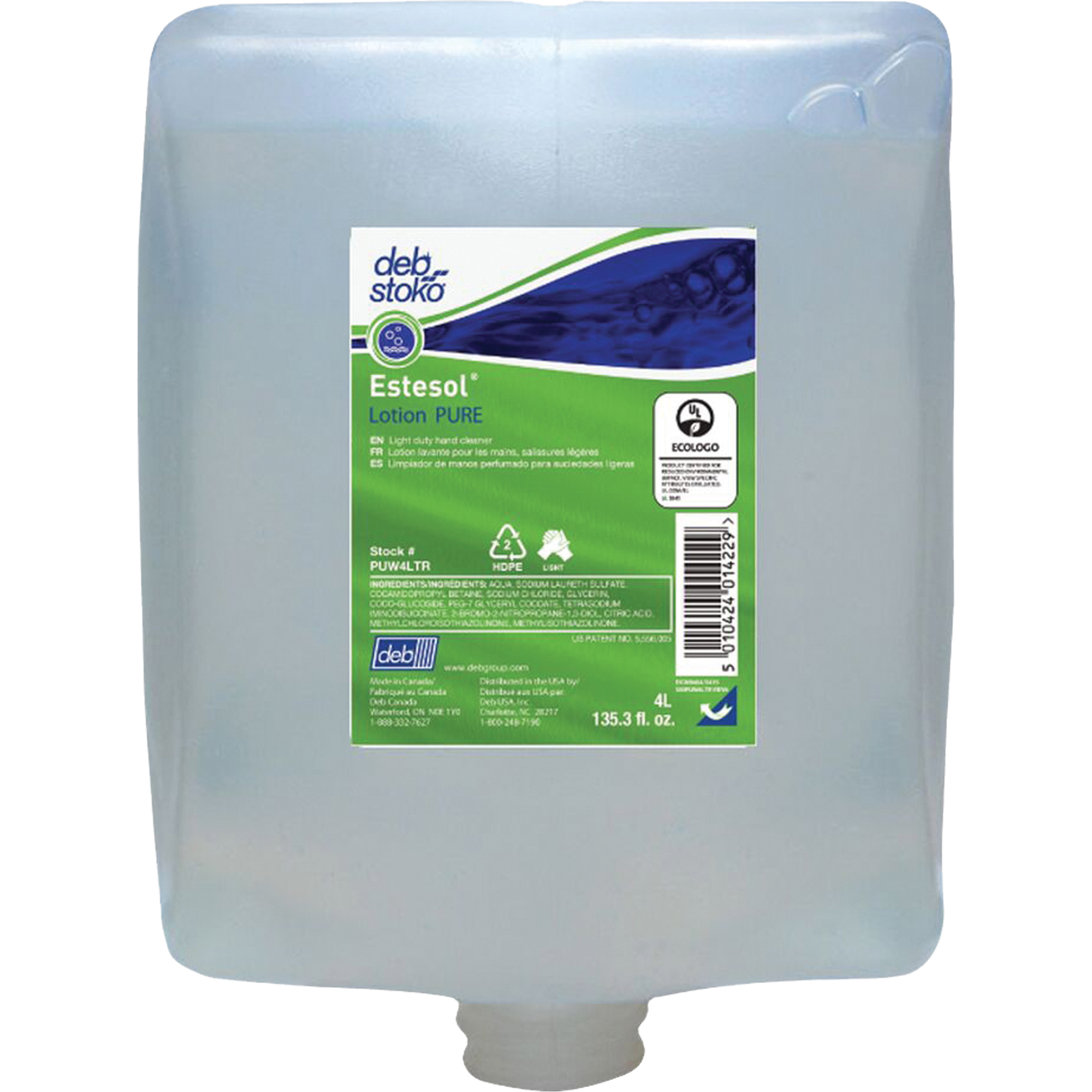 Savon pour les mains, les cheveux et le corps EstesolMD PURE, Crème, 4 L, Recharge, Fraîcheur