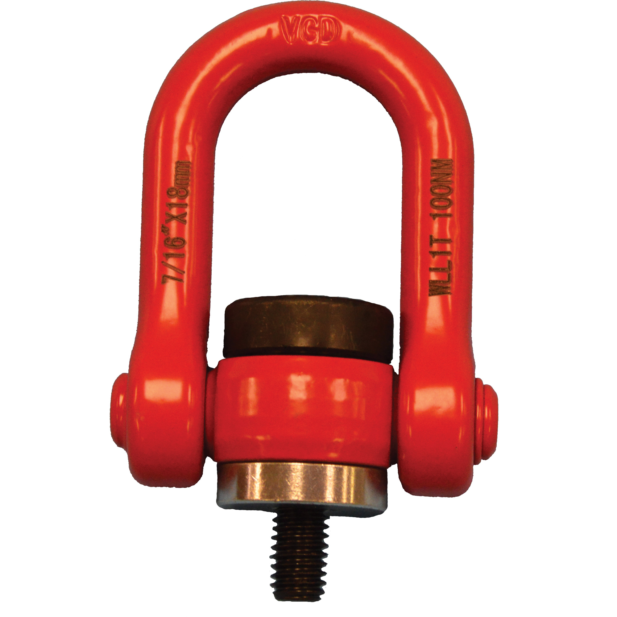 Anneau de levage pivotant VQ pour palan, 1-1/4", Longueur du filetage 45 mm, Acier allié