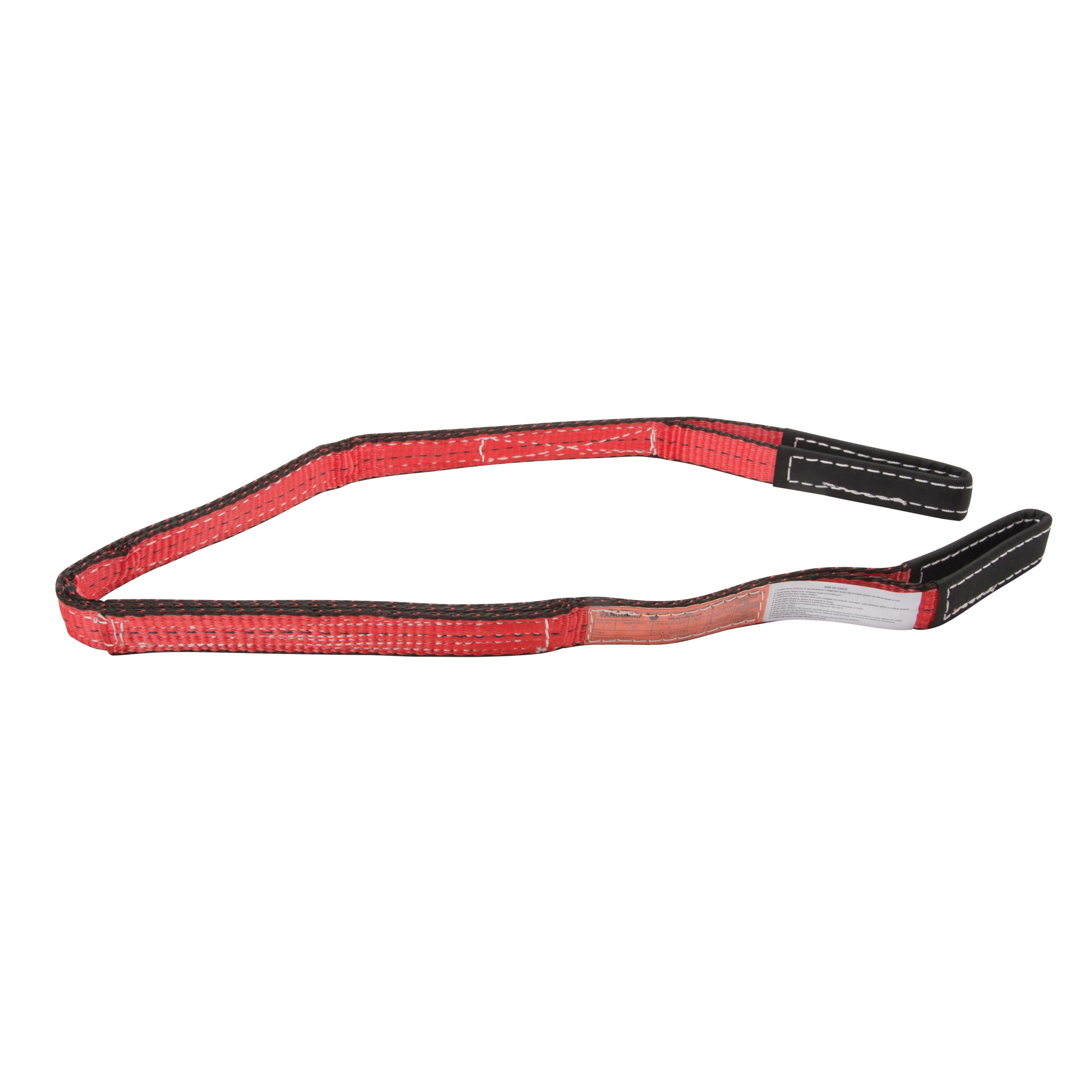 Élingue de levage en polyester, Pli Double, Oeillet double, Type 3, 1'' la x 10' lo, Capacité verticale 3100 lb