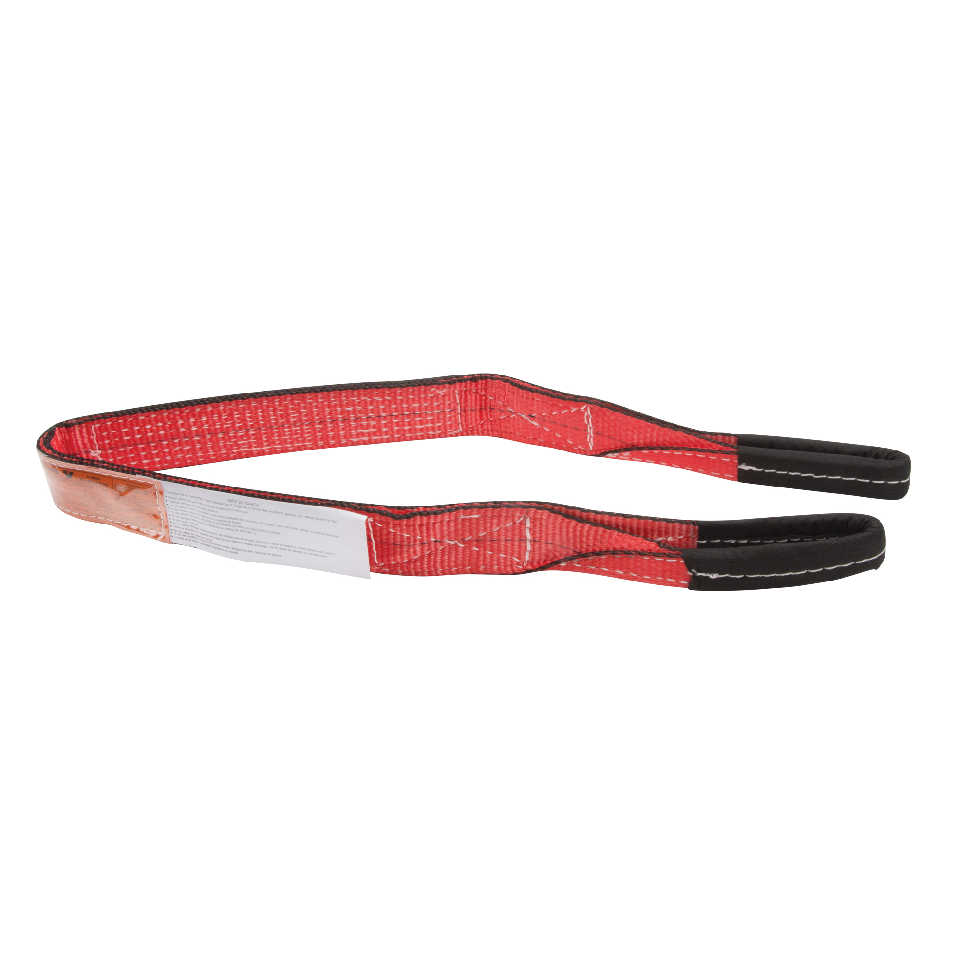 Élingue de levage en polyester, Pli Double, Oeillets renversés, Type 4, 1'' la x 3' lo, Capacité verticale 3100 lb