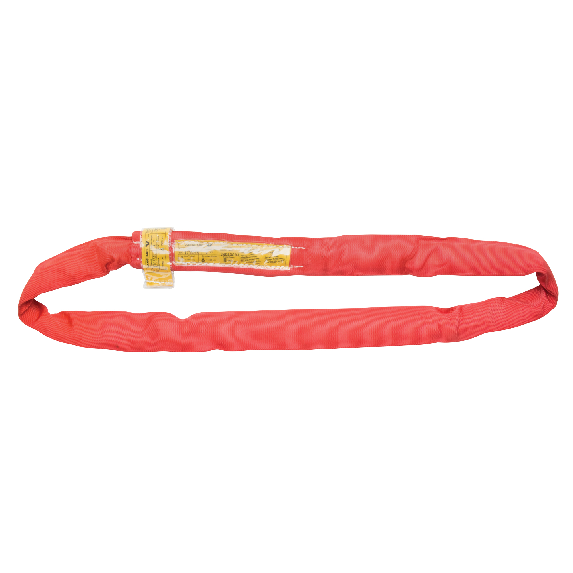 Élingue de levage en polyester ronde, Rouge, 3" la x 10' lo, 14 000 lb Charge verticale