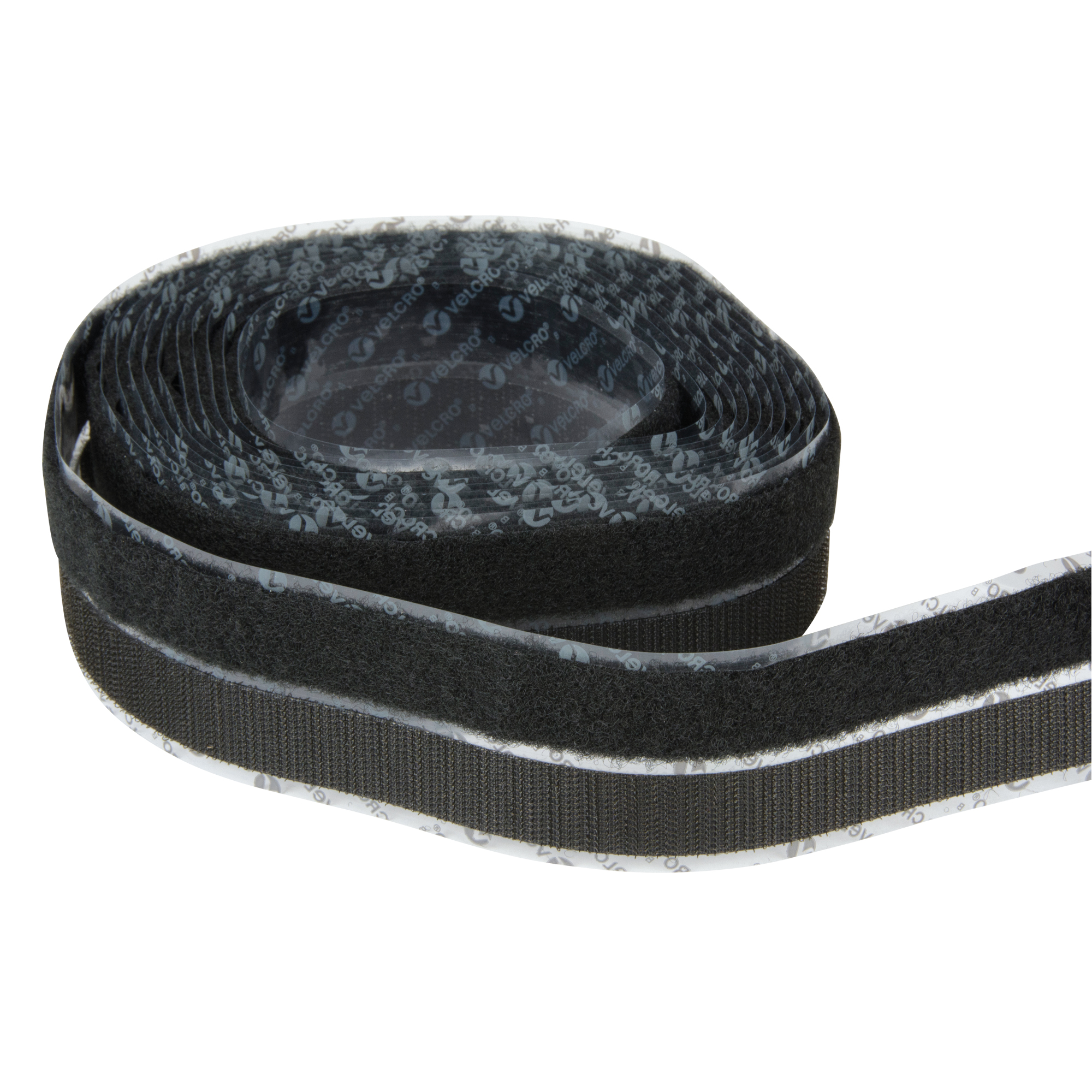 Attache, Boucle et crochet, 15' x 3/4", Adhésif, Noir