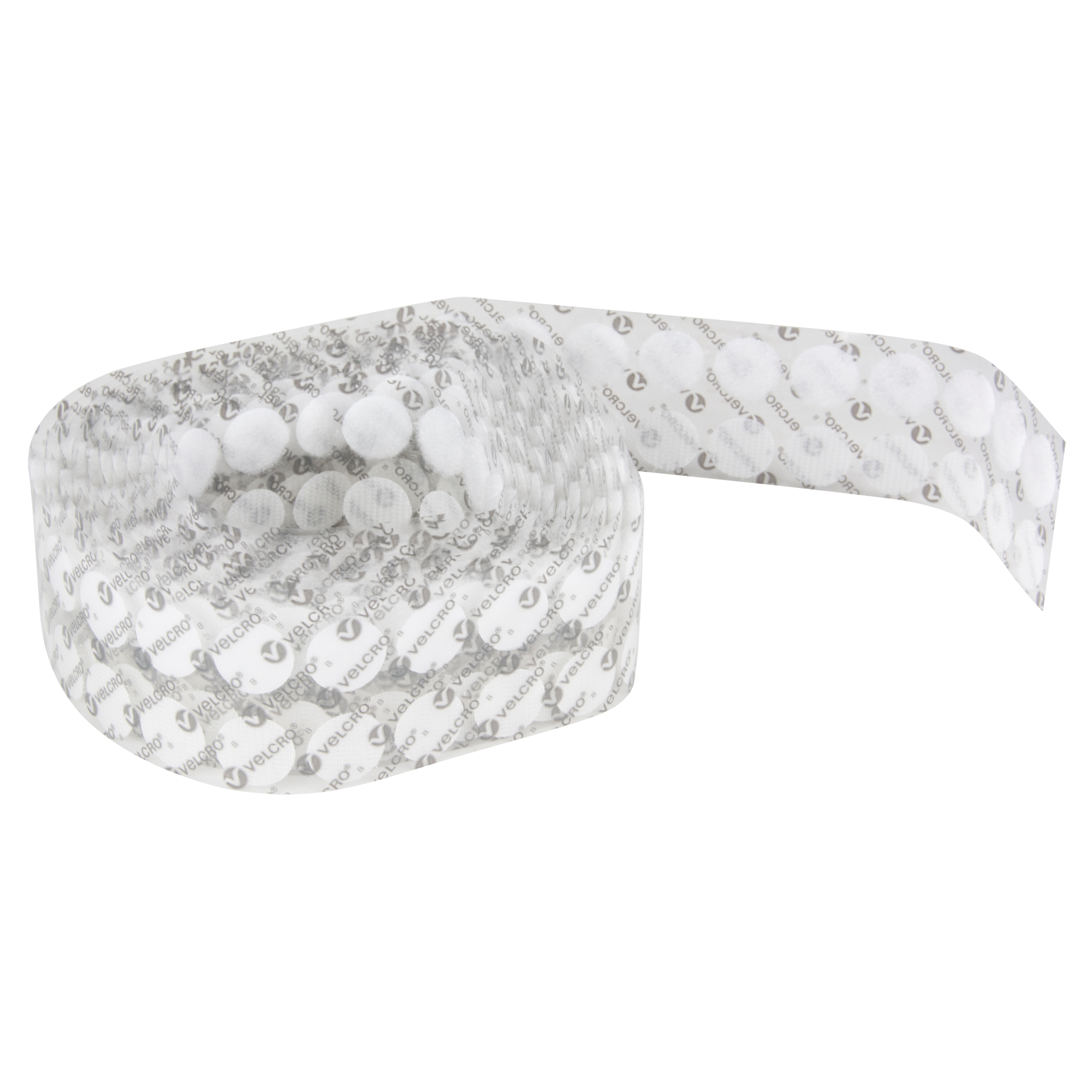 Attaches en jeton, Boucle et crochet, 3/4" dia., Adhésif, Blanc