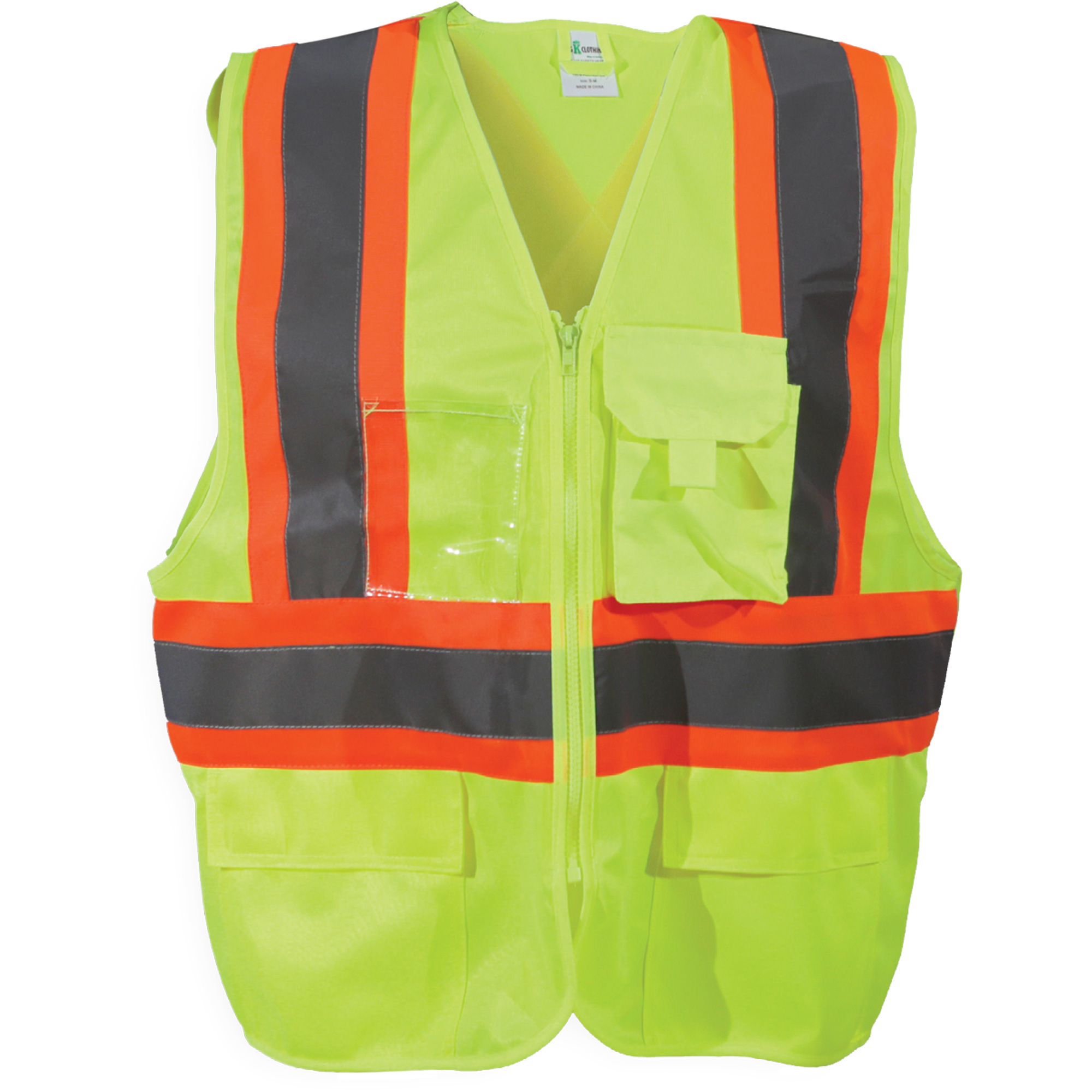 Veste de sécurité à fermeture éclair, Jaune lime haute visibilité, 2T-Grand/3T-Grand, Polyester